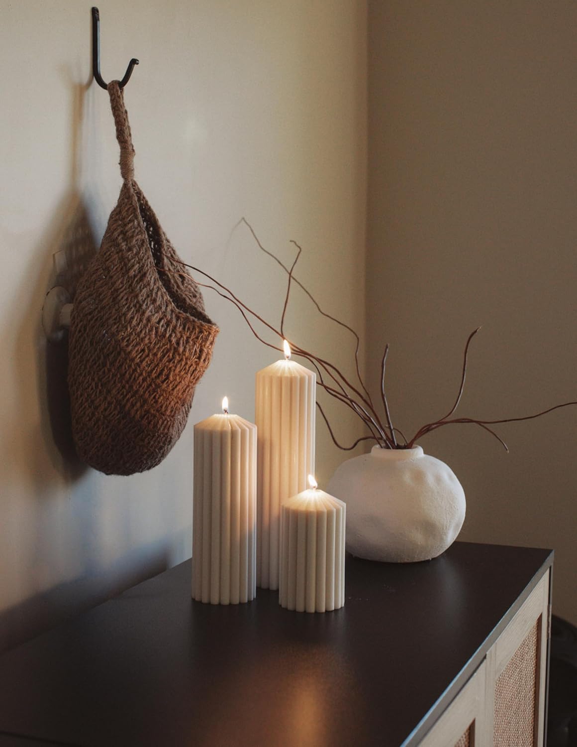 LAWA – Vela de pilar de pico acanalado  Vela grande y hermosa hecha a mano con aroma de cera de soja, elegante vela estética de burbujas, regalo de