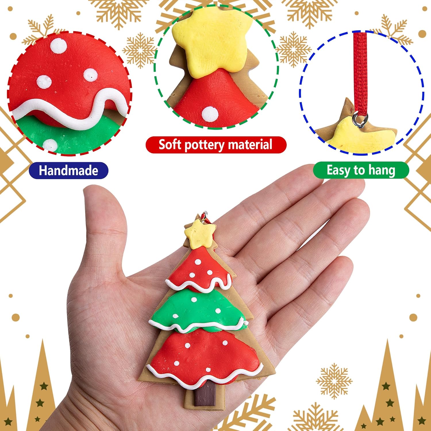 16 adornos de piruleta de Navidad, adornos colgantes de caramelo para árbol de Navidad, adornos de arcilla polimérica para decoración de fiesta de