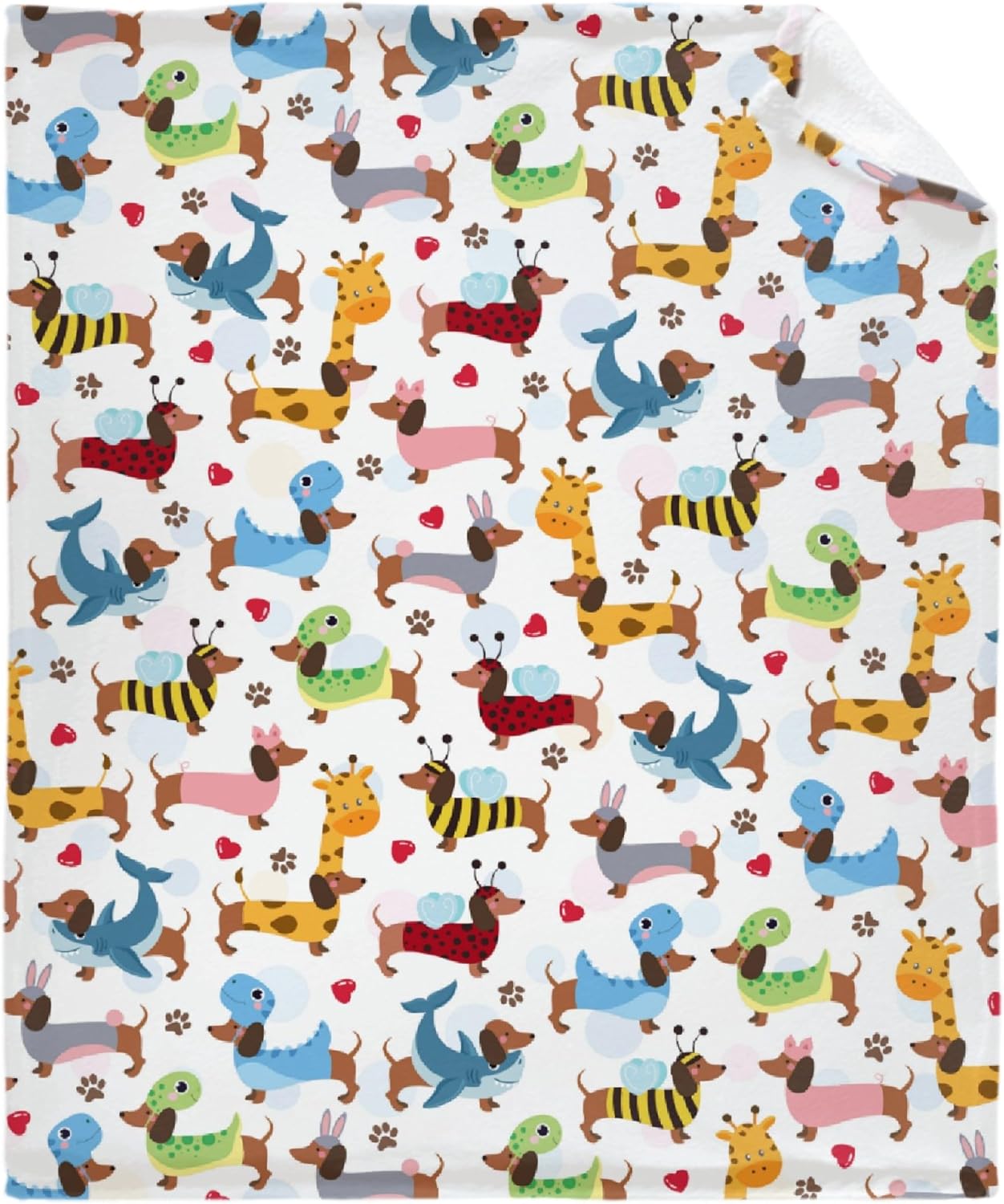 Linda manta de franela de perro salchicha para niños, adultos, adecuada para sofá, cama, campamento, viajes, todas las estaciones, 40 x 50 pulgadas,