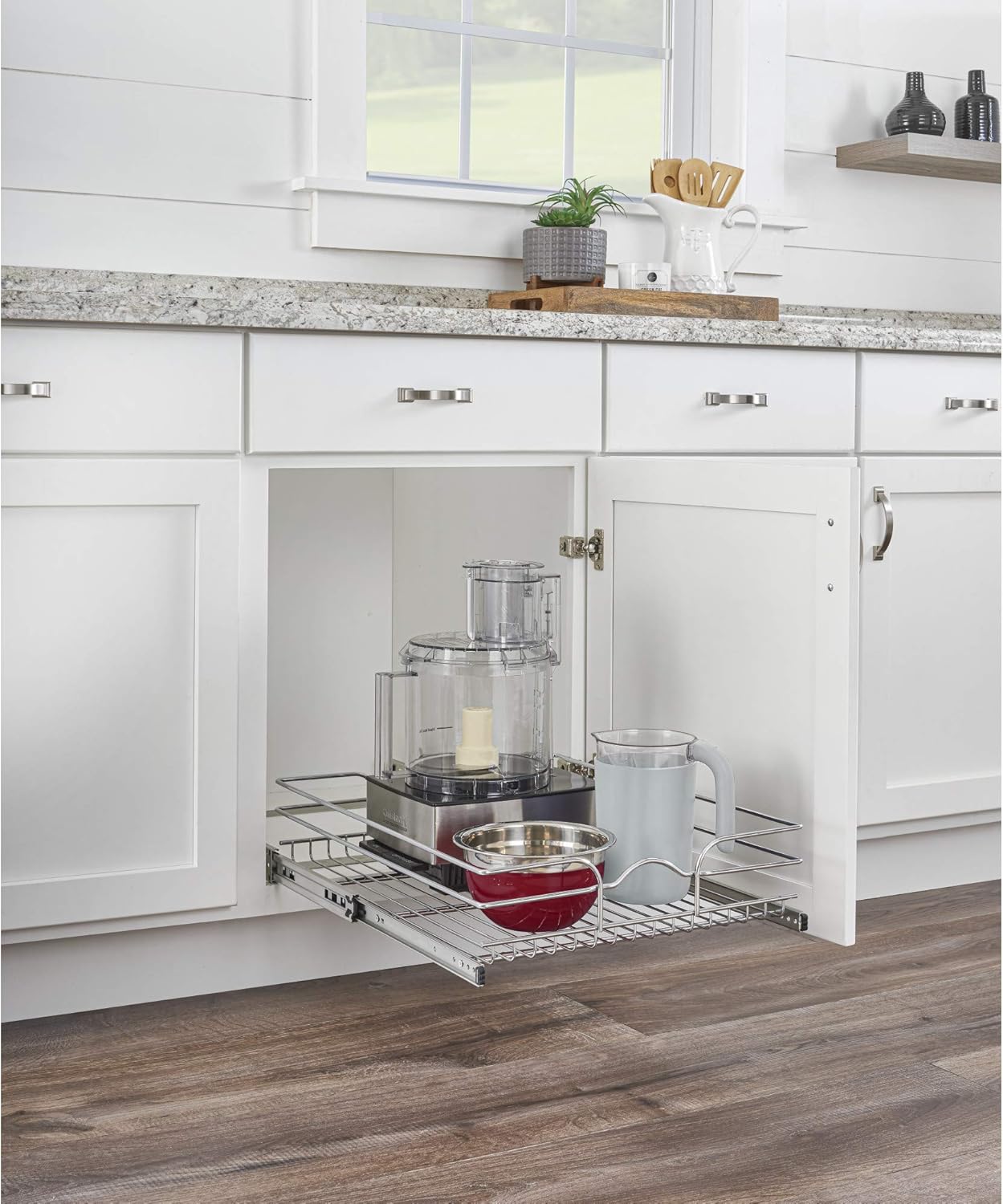 Rev-A-Shelf Kitchen Cabinet Pull Out Shelf and Drawer Organizer Slide Out Pantry Storage Basket in Multiple Sizes, 15 x 20 In, 5WB1-1520CR-1