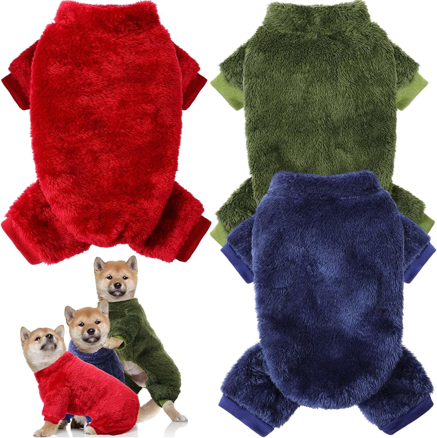 Pijama de 3 piezas para perros pequeños, ropa para cachorros, abrigos de invierno para perros, pijamas elásticas para perros, overol esponjoso para