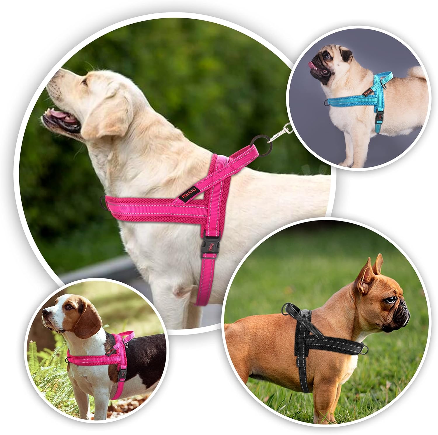 Didog Arnés de chaleco acolchado de malla suave para perro, a prueba de escapeajuste rápido, arnés reflectante para perro, fácil para entrenar a
