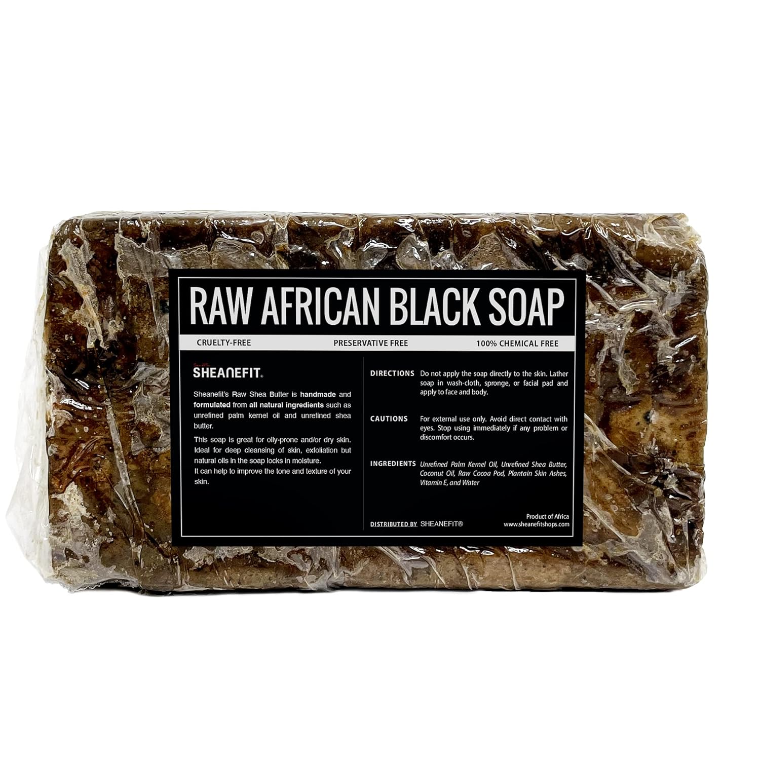 Sheanefit Barra de jabón negro africano crudo, para todo tipo de piel, cara, cuerpo, barras a granel de jabón para el cabello (1 libra)