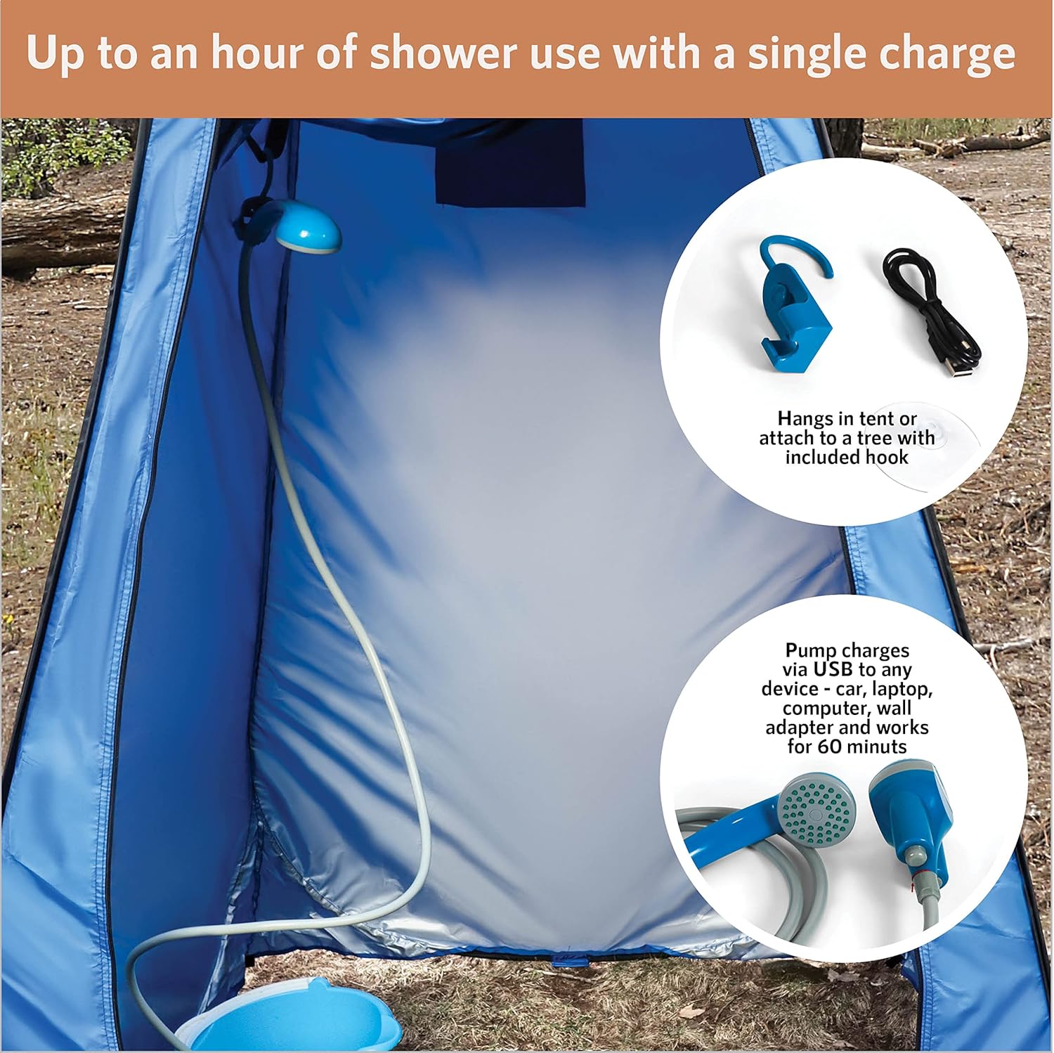 Juego de accesorios de viaje portátil para camping, tienda de campaña de privacidad, cabezal de ducha al aire libre, bolsas de repuesto portátiles
