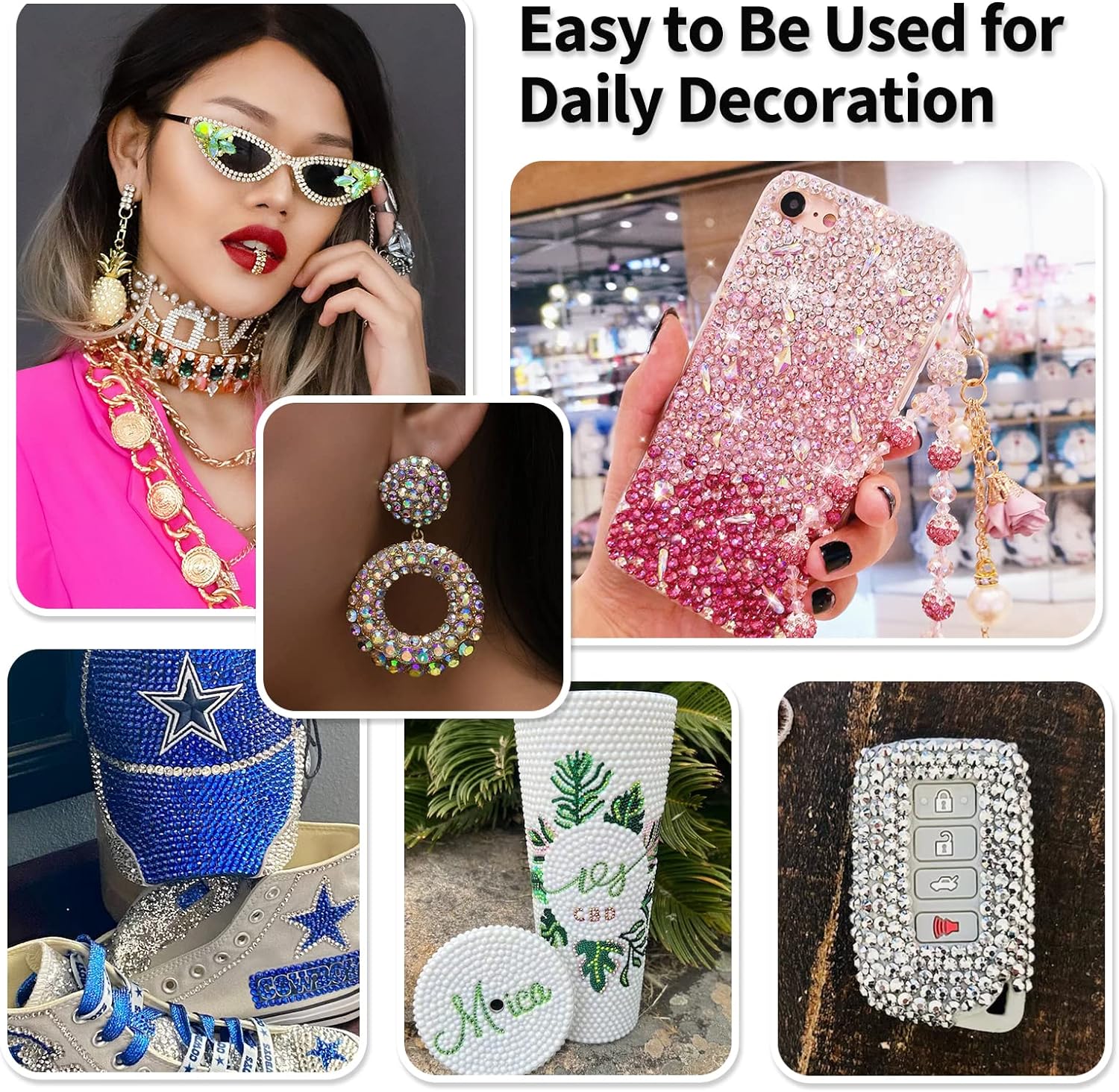 4500 diamantes de imitación de resina de 0.079 pulgadas, diamantes de imitación blancos sólidos con parte trasera plana para uñas, vasos, tazas,