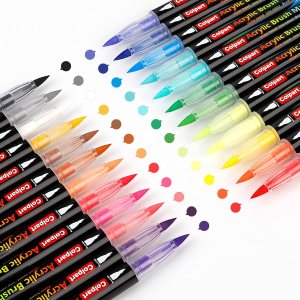 colpart Rotuladores de pintura acrílica con punta de pincel, 24 colores, marcadores de pintura acrílica, caligrafía, rotuladores artísticos para colpart Rotuladores de pintura acrílica con punta de pincel, 24 colores, marcadores de pintura acrílica, caligrafía, rotuladores artísticos para