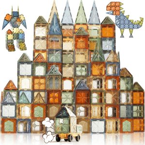 Fodoss Azulejos magnéticos, juego de 102 piezas innovadoras de azulejos magnéticos 3D, juguetes de construcción magnéticos para niños, aprendizaje Fodoss Azulejos magnéticos, juego de 102 piezas innovadoras de azulejos magnéticos 3D, juguetes de construcción magnéticos para niños, aprendizaje