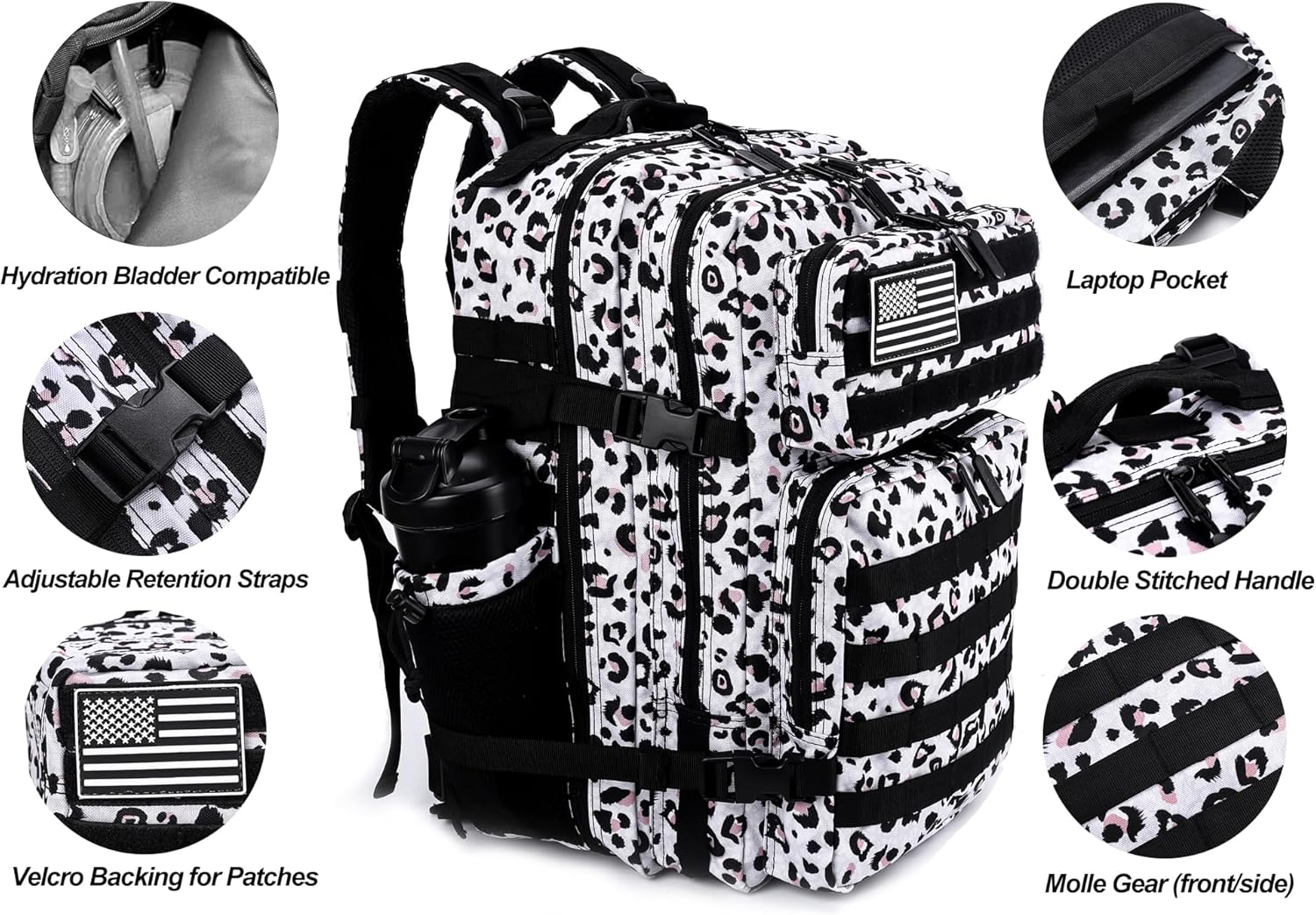 LHI Mochila táctica militar para hombres y mujeres, 45L, 3 días, paquete de asalto, mochila grande con sistema Molle
