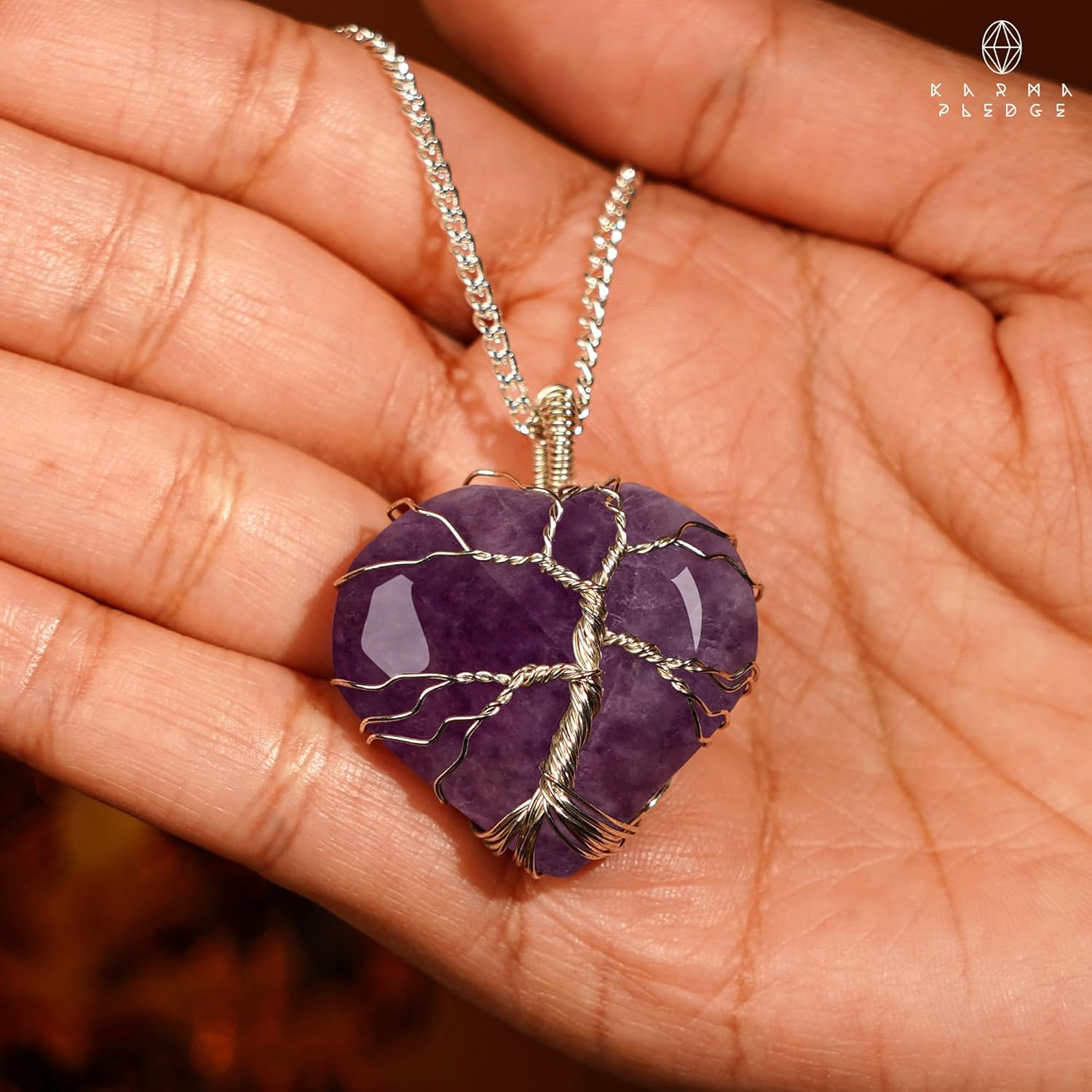 KARMAPLEDGE Collares de cristal curativo hechos a mano para mujeres y hombres, colgantes de cristal de chakra para curación, yoga, meditación,