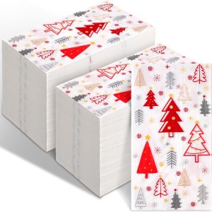 Spiareal 200 toallas de papel de Navidad para invitados, toallas de mano de papel de Navidad para baño, servilletas de árbol de Navidad para Spiareal 200 toallas de papel de Navidad para invitados, toallas de mano de papel de Navidad para baño, servilletas de árbol de Navidad para