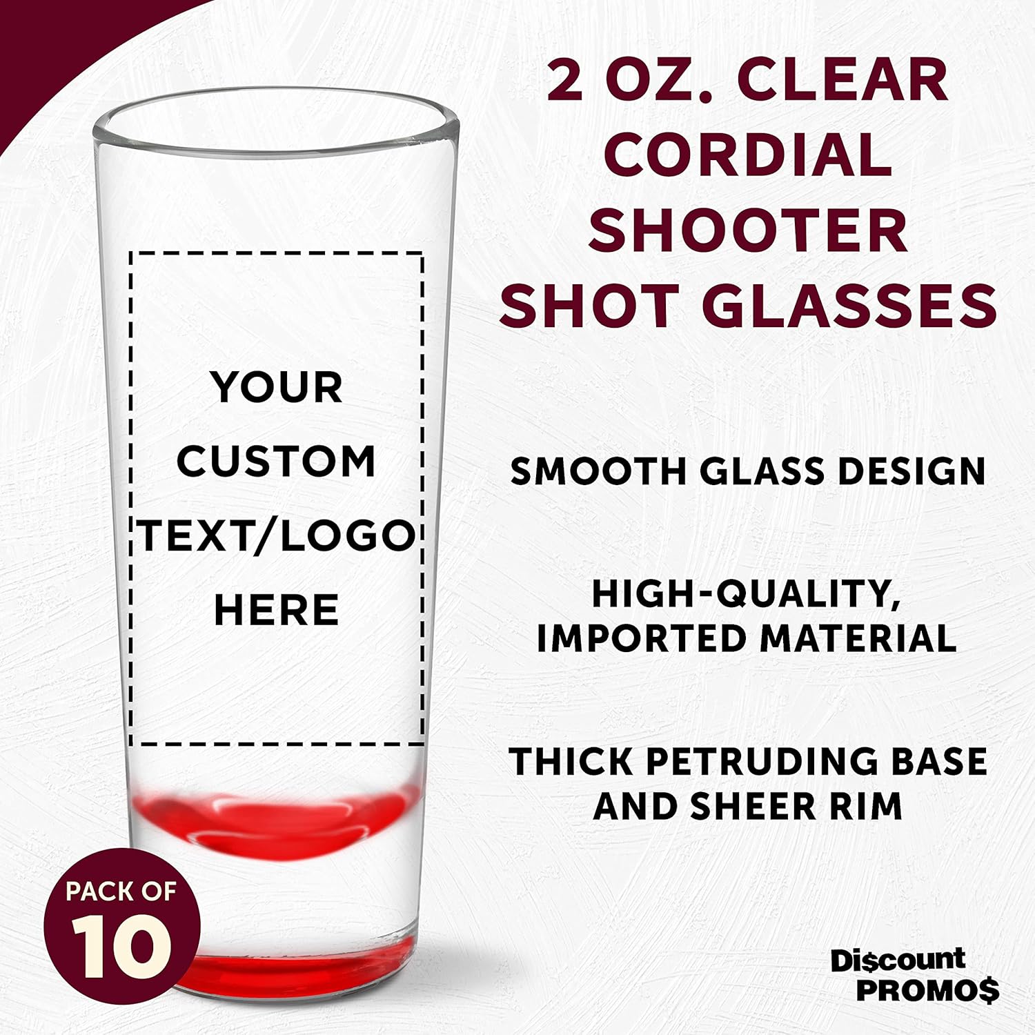 Juego de 10 vasos de chupito personalizados Cordial Shooter de 2 onzas, paquete personalizado a granel, ideal para cumpleaños, fiestas, eventos en