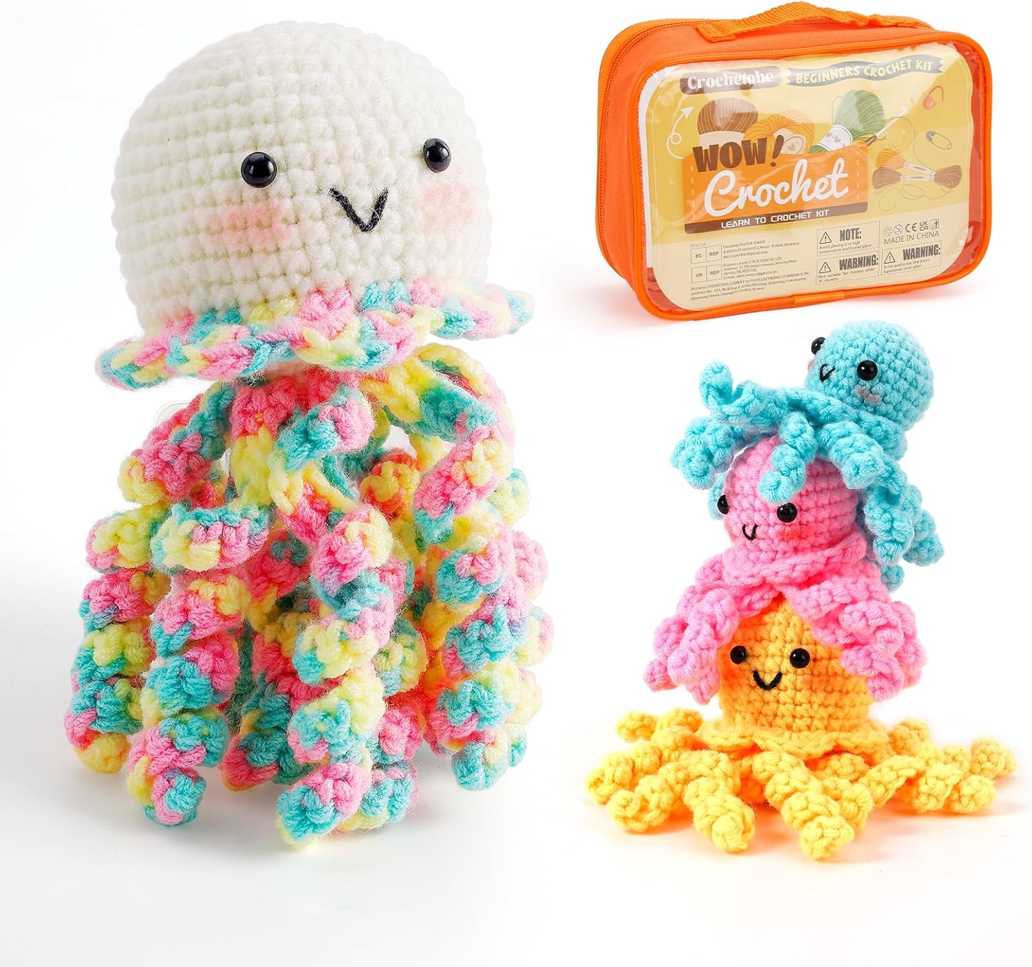 Crochetobe Kit de ganchillo para principiantes, el kit de inicio de ganchillo incluye instrucciones fáciles de seguir y tutoriales en video, kit