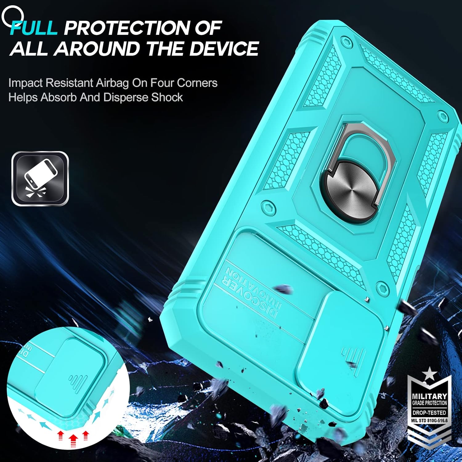 LeYi Funda para Samsung A03s A03s Samsung Phone Case con cubierta deslizante para cámara + 2 paquetes Protector de pantalla de vidrio templado,