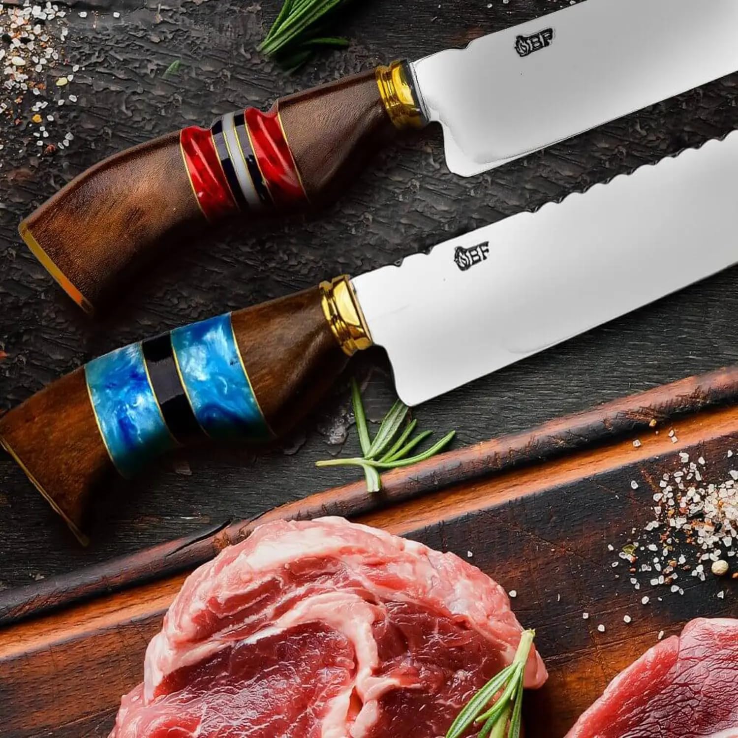 Chef Versatile – Cuchillo tradicional de acero inoxidable (10.0 in), color azul