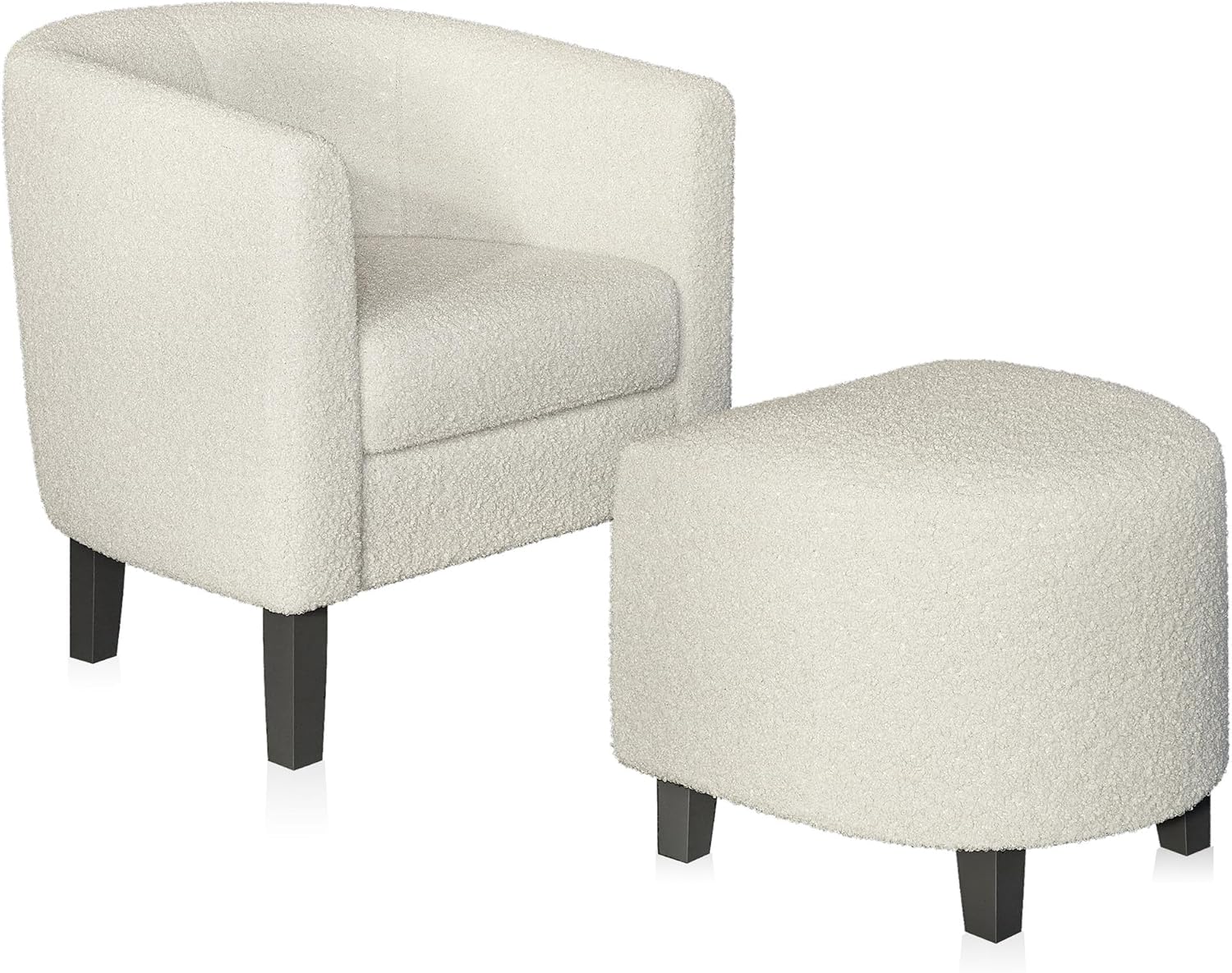 BELLEZE Lydia – Silla decorativa con otomana, silla de sala de estar con respaldo curvo, elegante juego de silla de club y reposapiés, silla de
