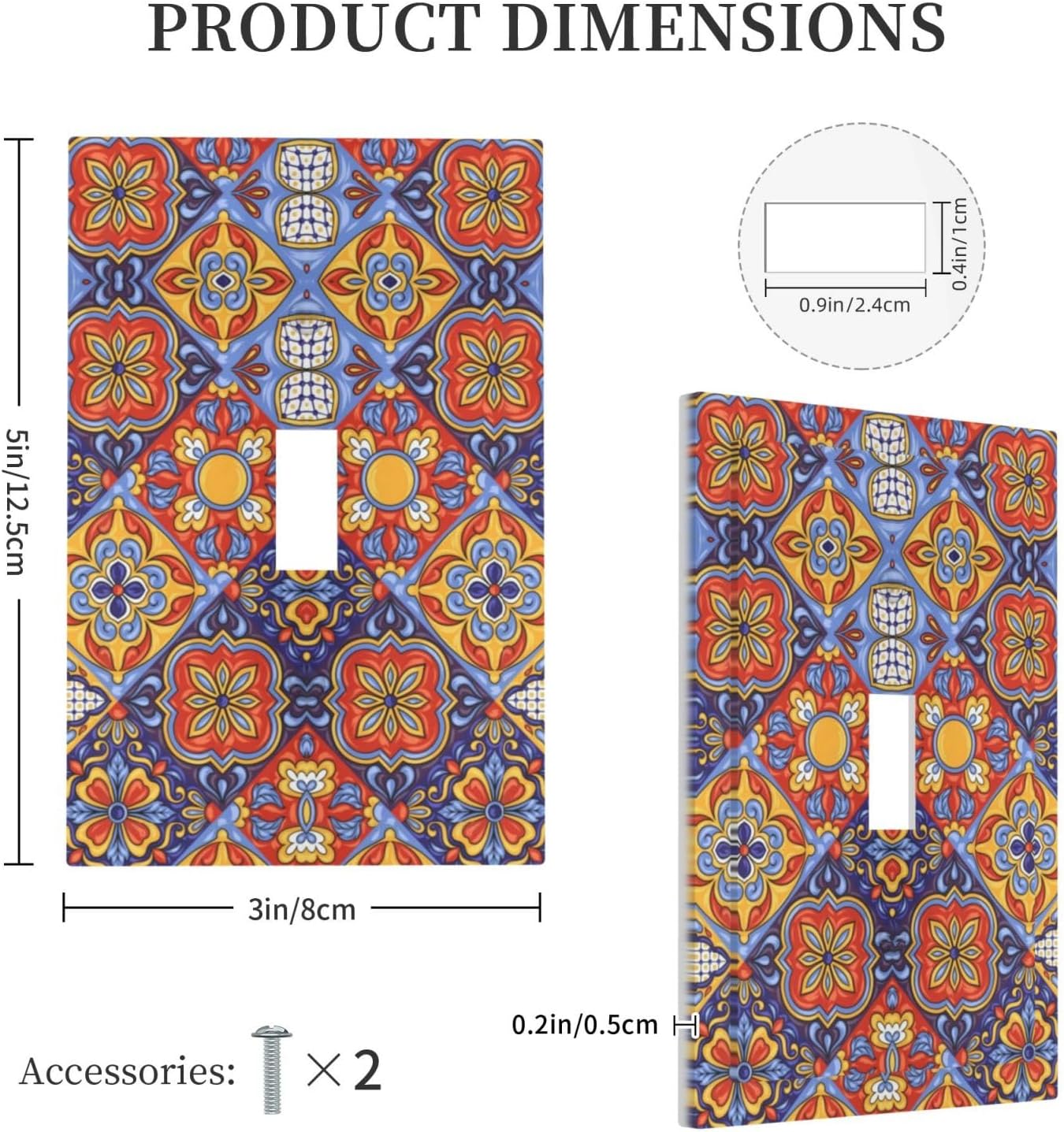Cubierta decorativa para interruptor de luz con patrón de azulejos de cerámica Talavera mexicana de 1 cuadrilla, placa frontal para cocina, baño,