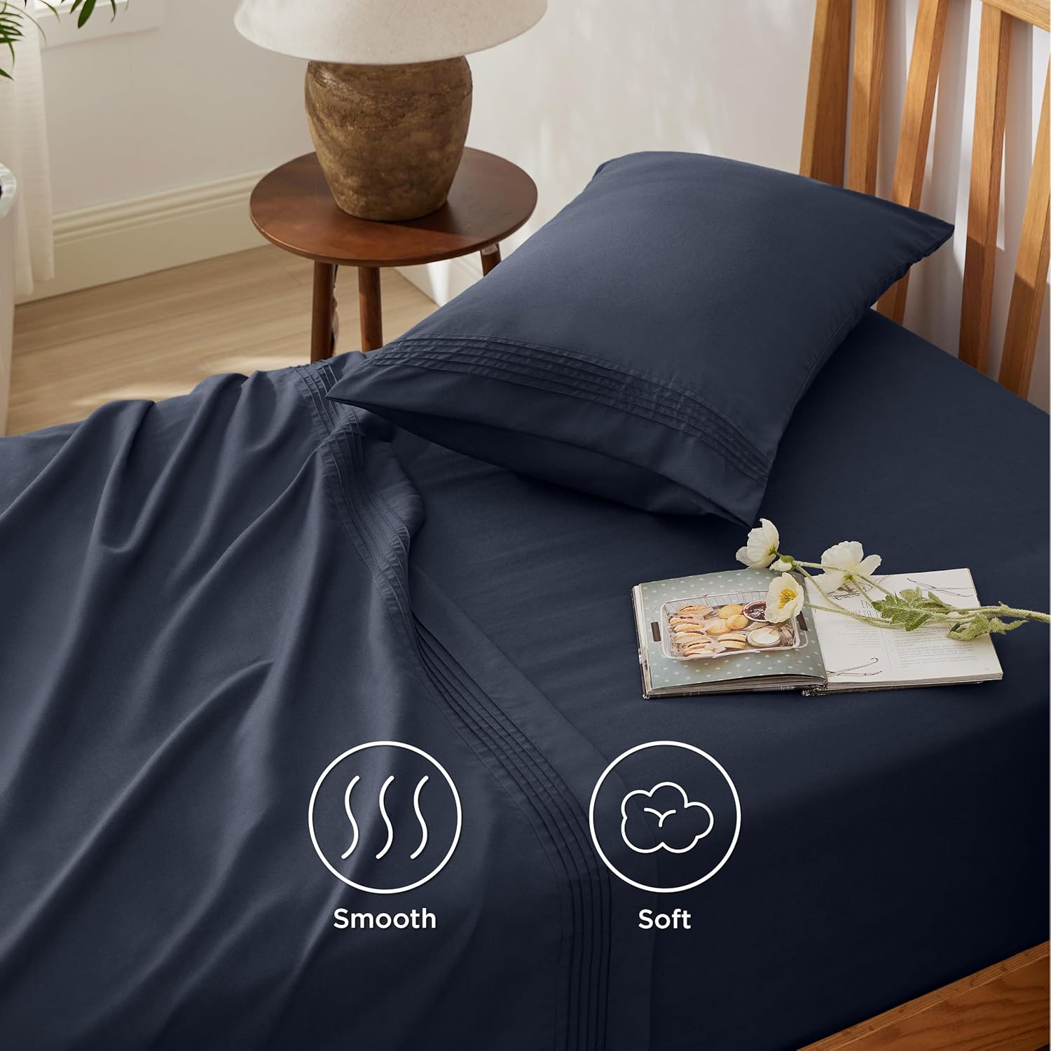 Bedsure Juego de sábanas tamaño individual de bolsillo profundo, se adapta a colchones de hasta 21 pulgadas de grosor, sábanas de colchón de aire de