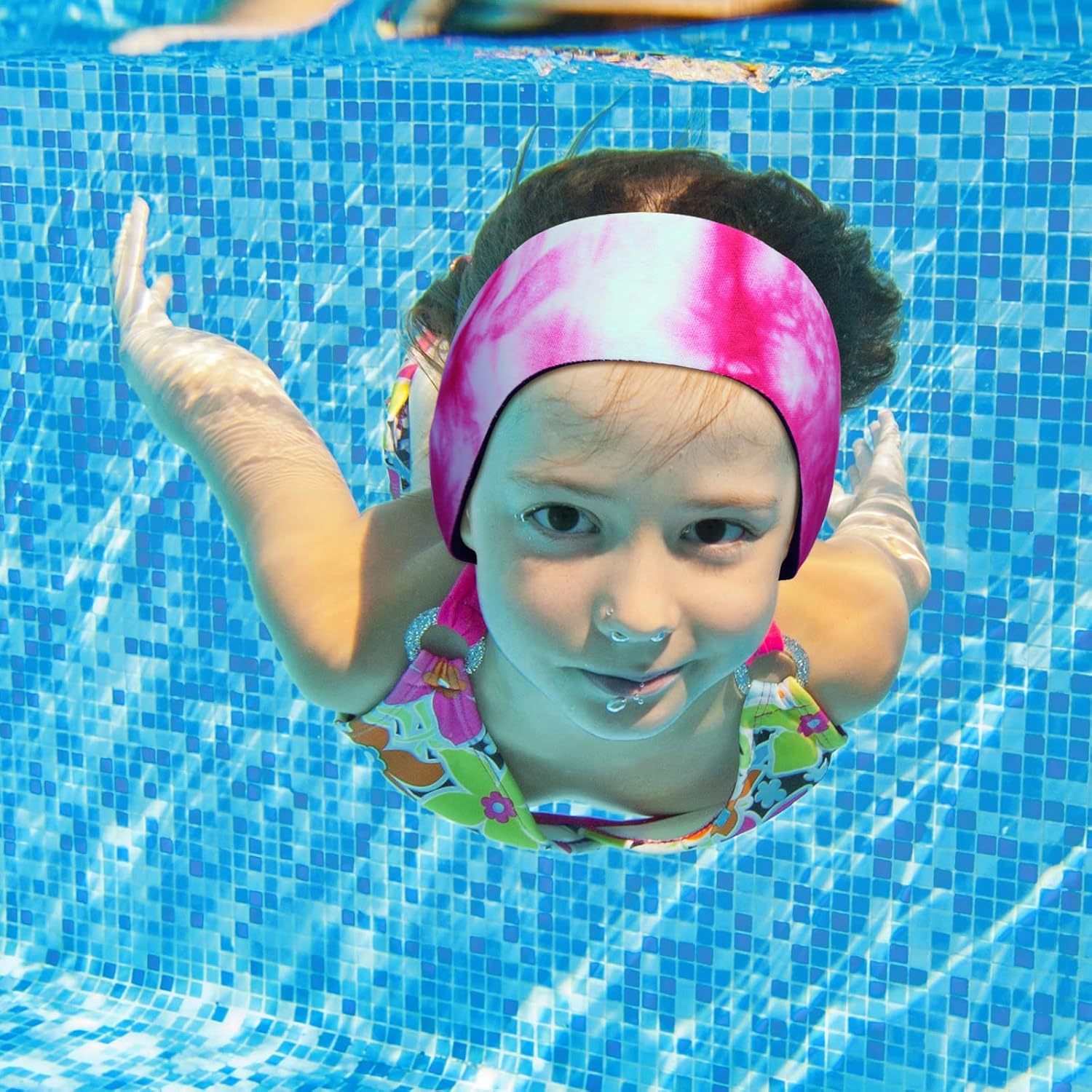 Honoson 6 diademas de natación para niños y adultos, impermeables, anchas, bandas de natación ajustables para protección de oídos