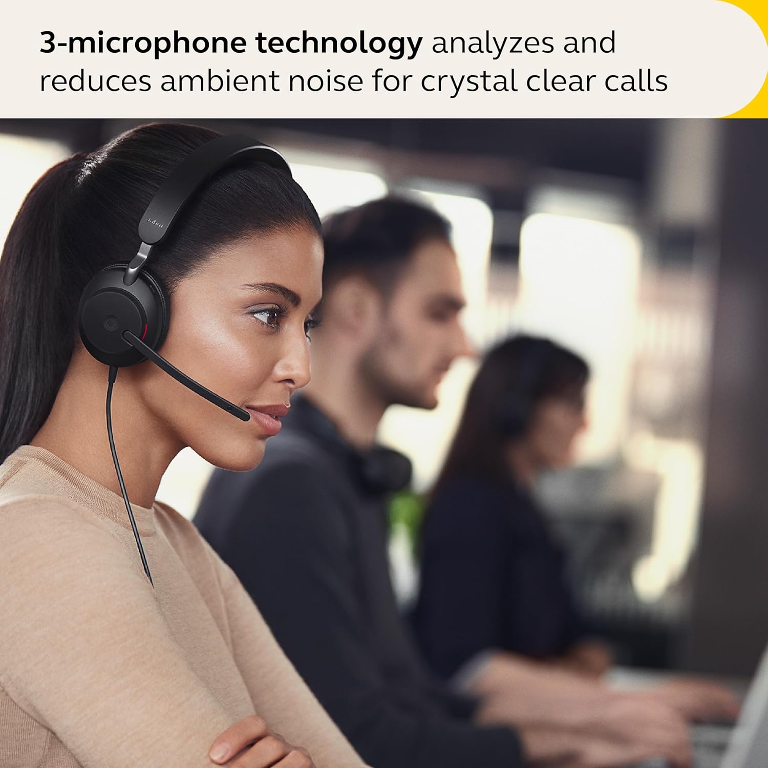 Jabra Evolve2 40 SE Auriculares con cancelación de ruido mono con cable – Cuenta con tecnología de llamada de 3 micrófonos y cable USB-A –