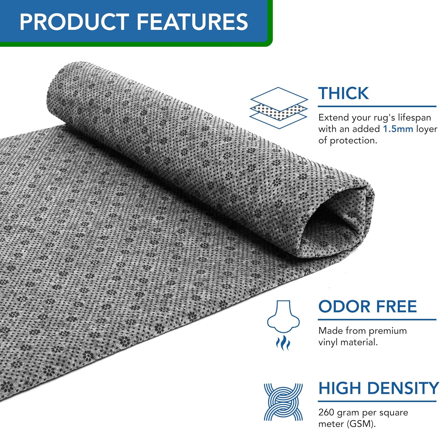 Non Slip Area Rug Pad, Non Skid Rug Backing for Carpet Premium Thick Rug Gripper for Hardwood Floors Ideal Rug Tufting Gun Supplies (80×80 inches)
