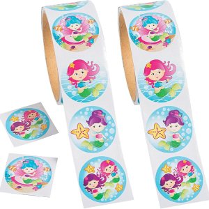 Rollos de calcomanías de sirena, 200 calcomanías, recuerdo de fiesta de sirena, caja de recompensa, caja de premios, bolsa de regalos, calcomanías Rollos de calcomanías de sirena, 200 calcomanías, recuerdo de fiesta de sirena, caja de recompensa, caja de premios, bolsa de regalos, calcomanías