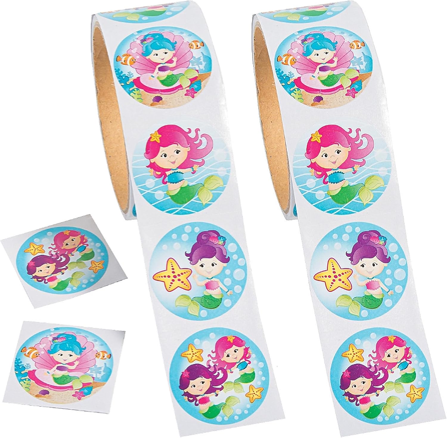 Rollos de calcomanías de sirena, 200 calcomanías, recuerdo de fiesta de sirena, caja de recompensa, caja de premios, bolsa de regalos, calcomanías