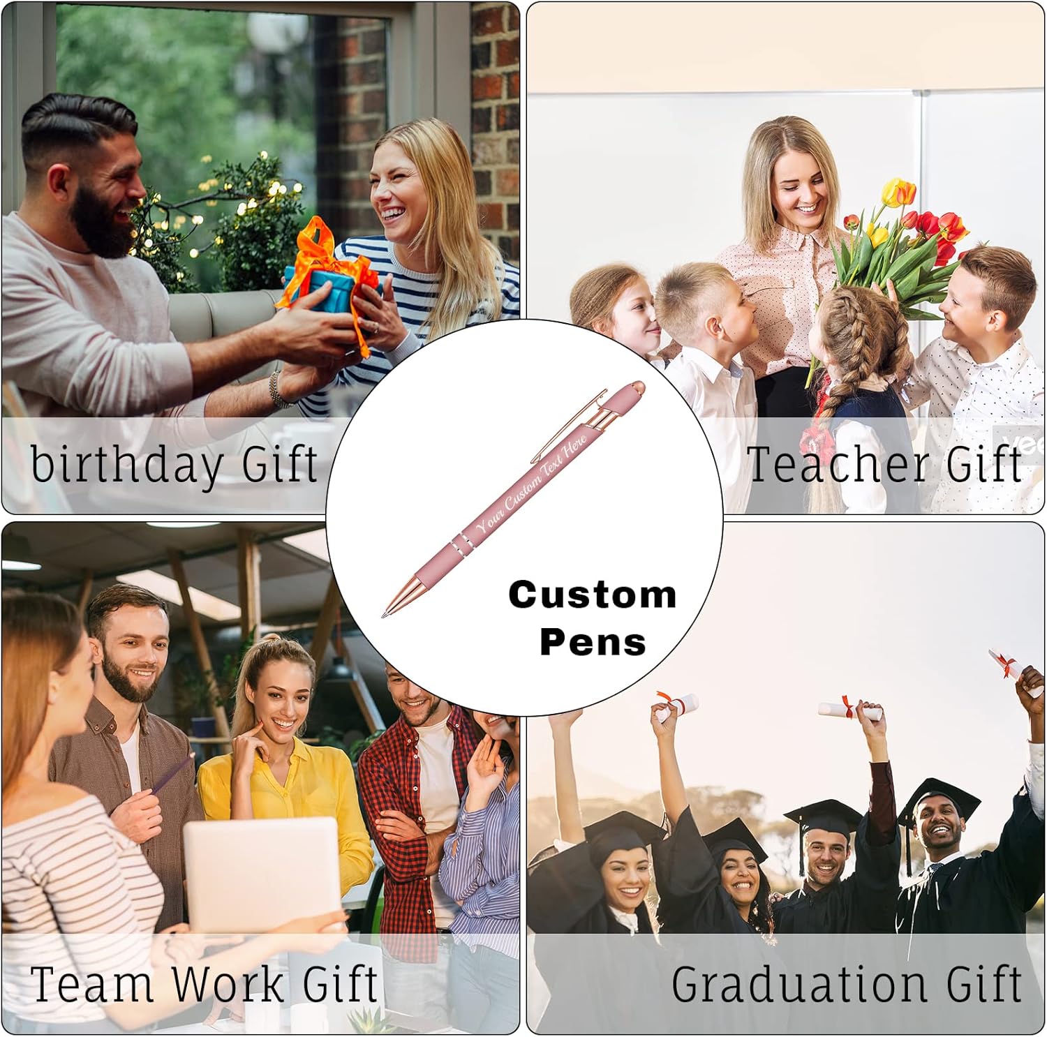Bolígrafos personalizados grabados con texto con nombre, bolígrafo personalizado de escritura suave, regalos para hombres y mujeres, San Valentín,