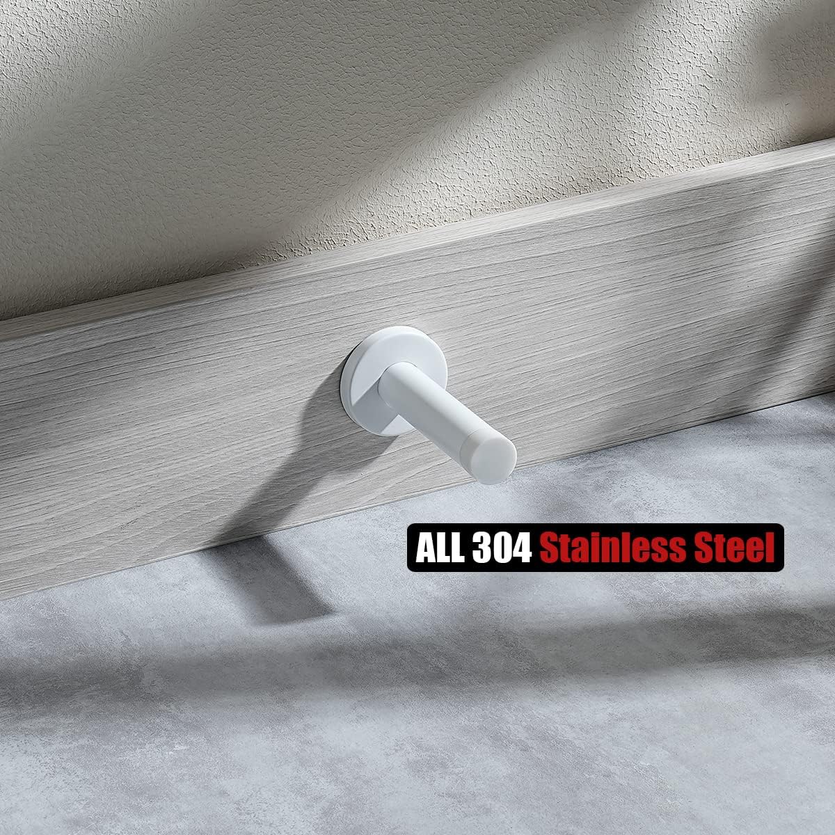 JQK Tope de puerta blanco, acero inoxidable 304 espesar 0.039 in amortiguador de sonido tope de puerta parachoques pared protetor, DSB5-WH