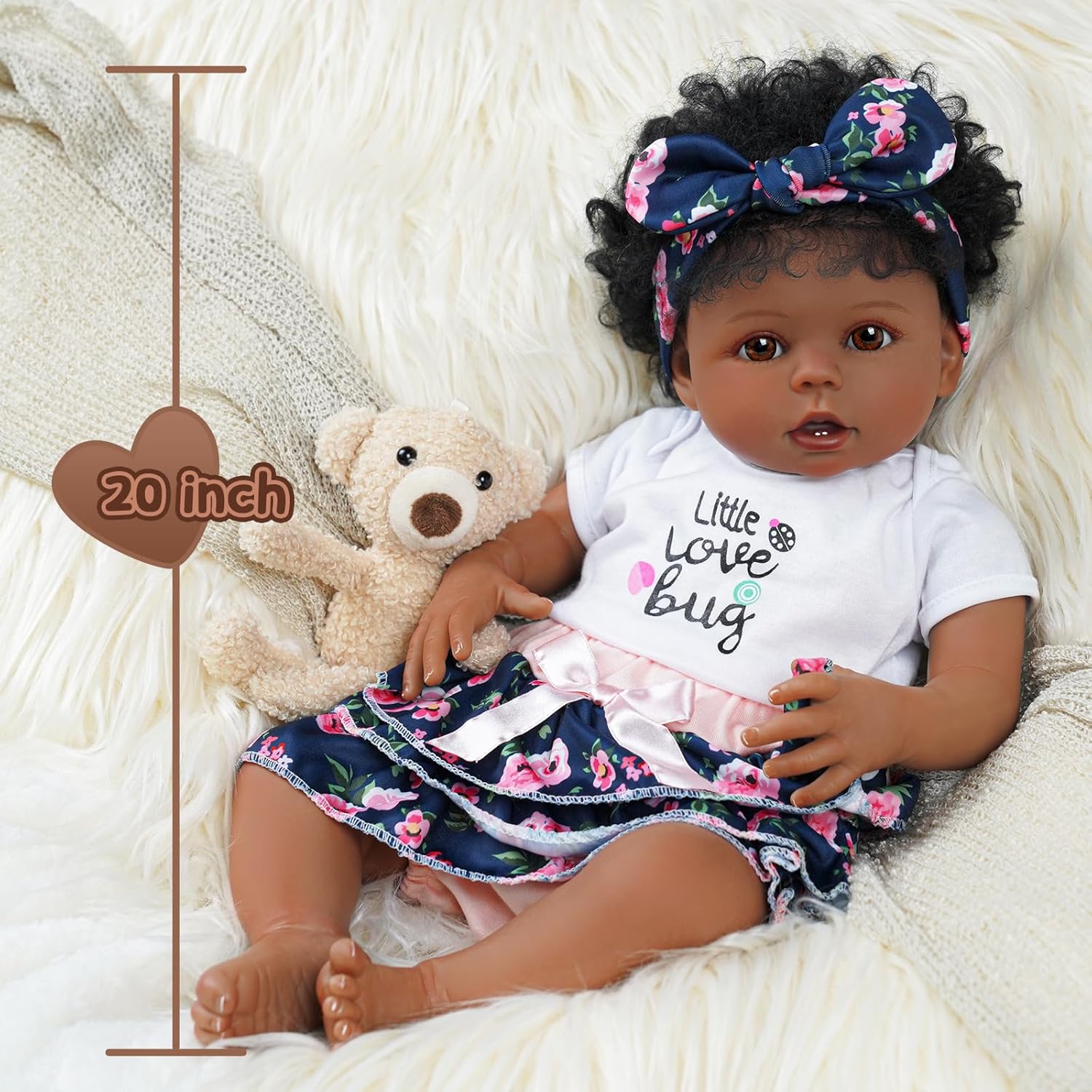 Muñecas de bebé Reborn negras con cuerpo suave realista, muñeca afroamericana realista recién nacida de 20 pulgadas, el mejor juego de regalo de