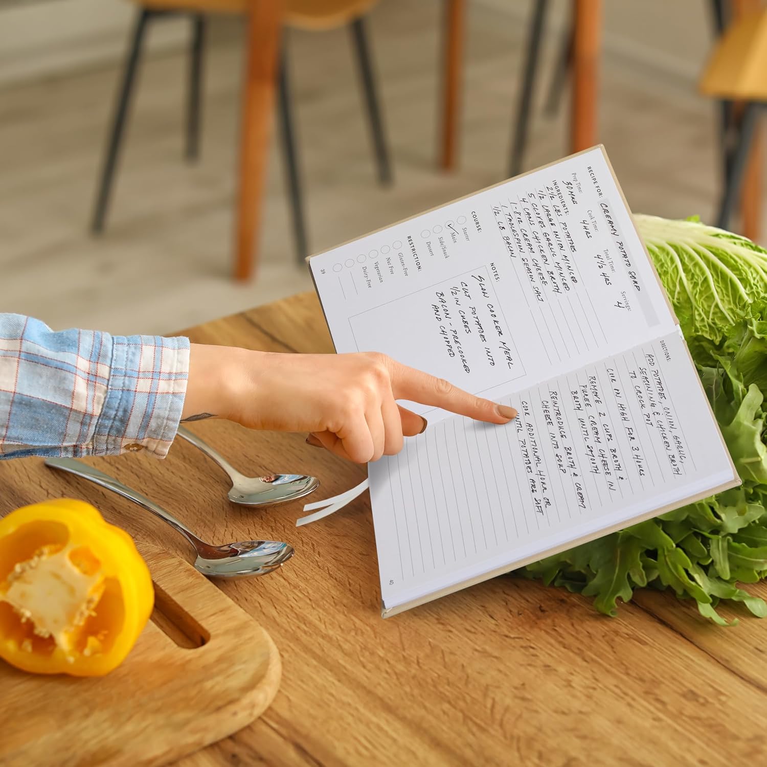 ZICOTO Libro de recetas estético en blanco con cubierta impermeable, el cuaderno de recetas perfecto para escribir en tus propias recetas, libro de