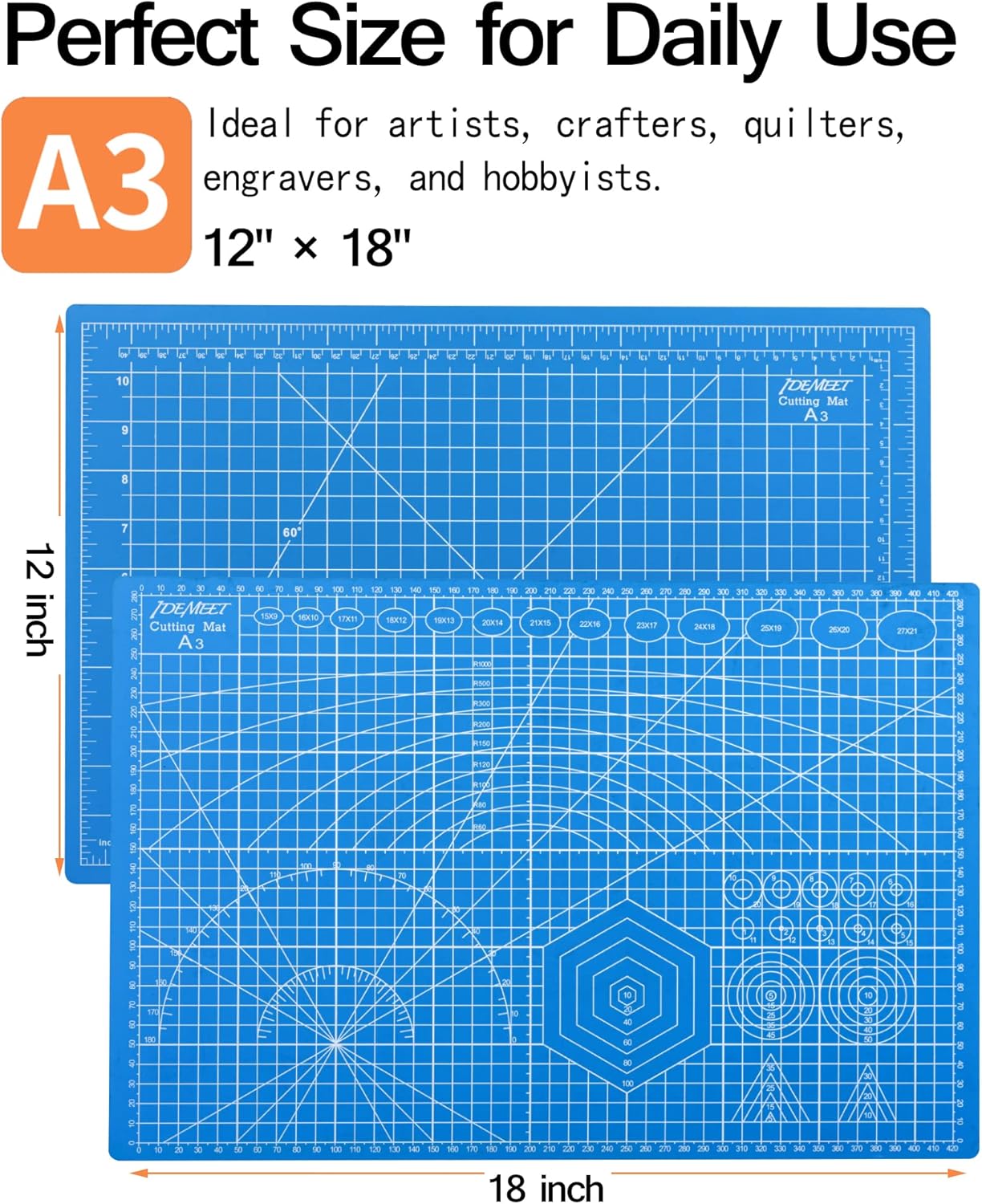 Tapete de corte autorreparable grueso de 18 x 12 pulgadas, tapete de costura de corte giratorio para manualidades, protector de mesa de hoja de 5