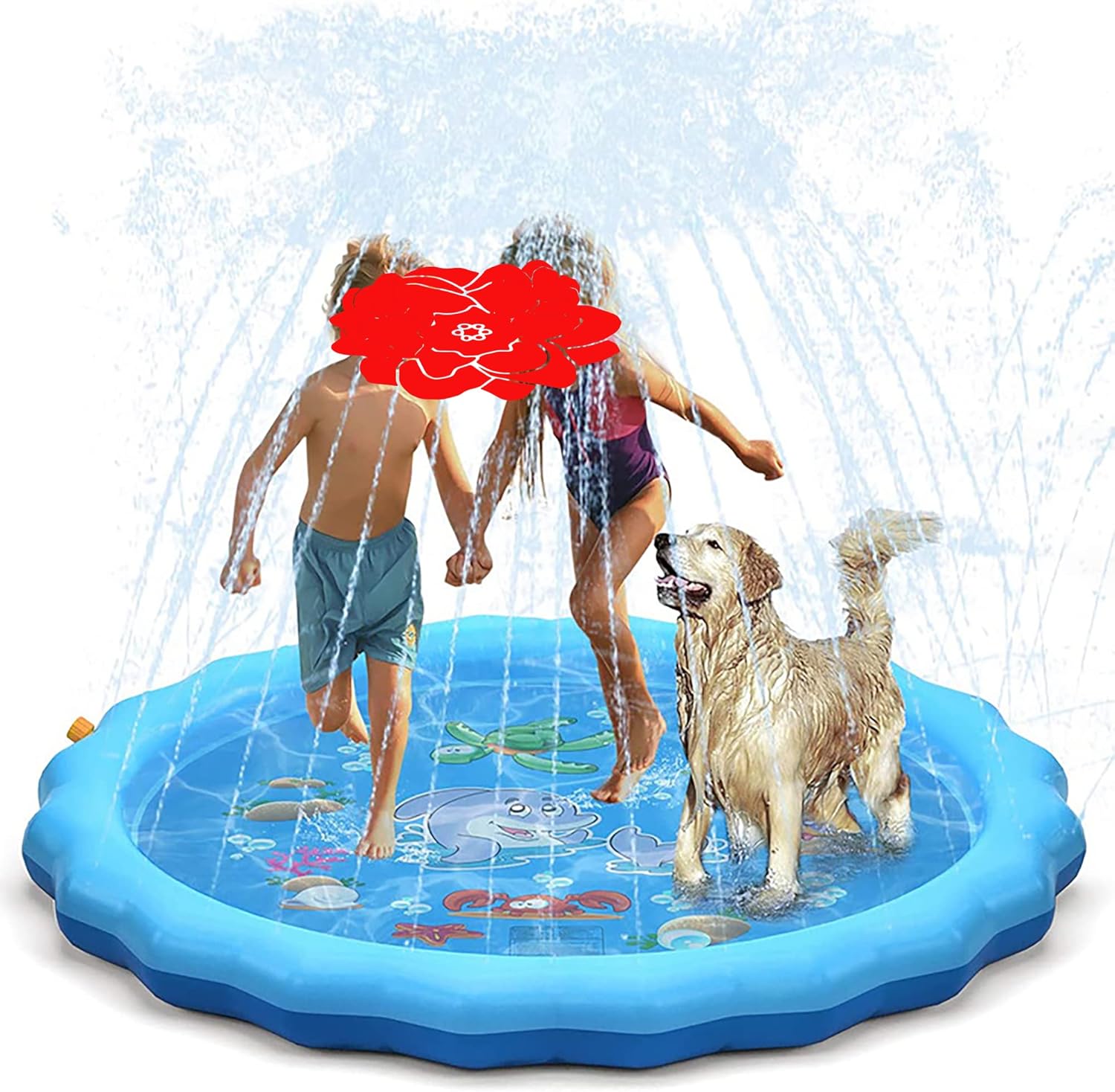 Tapete inflable 3 en 1 para jugar con salpicaduras de verano al aire libre, juguetes de agua, tapete antideslizante para niños y perros, tapete de