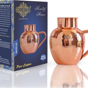 IndianArtVilla Hammered Royal Surai Design – Jarra de cobre para almacenamiento y servir, 54 onzas IndianArtVilla Hammered Royal Surai Design – Jarra de cobre para almacenamiento y servir, 54 onzas