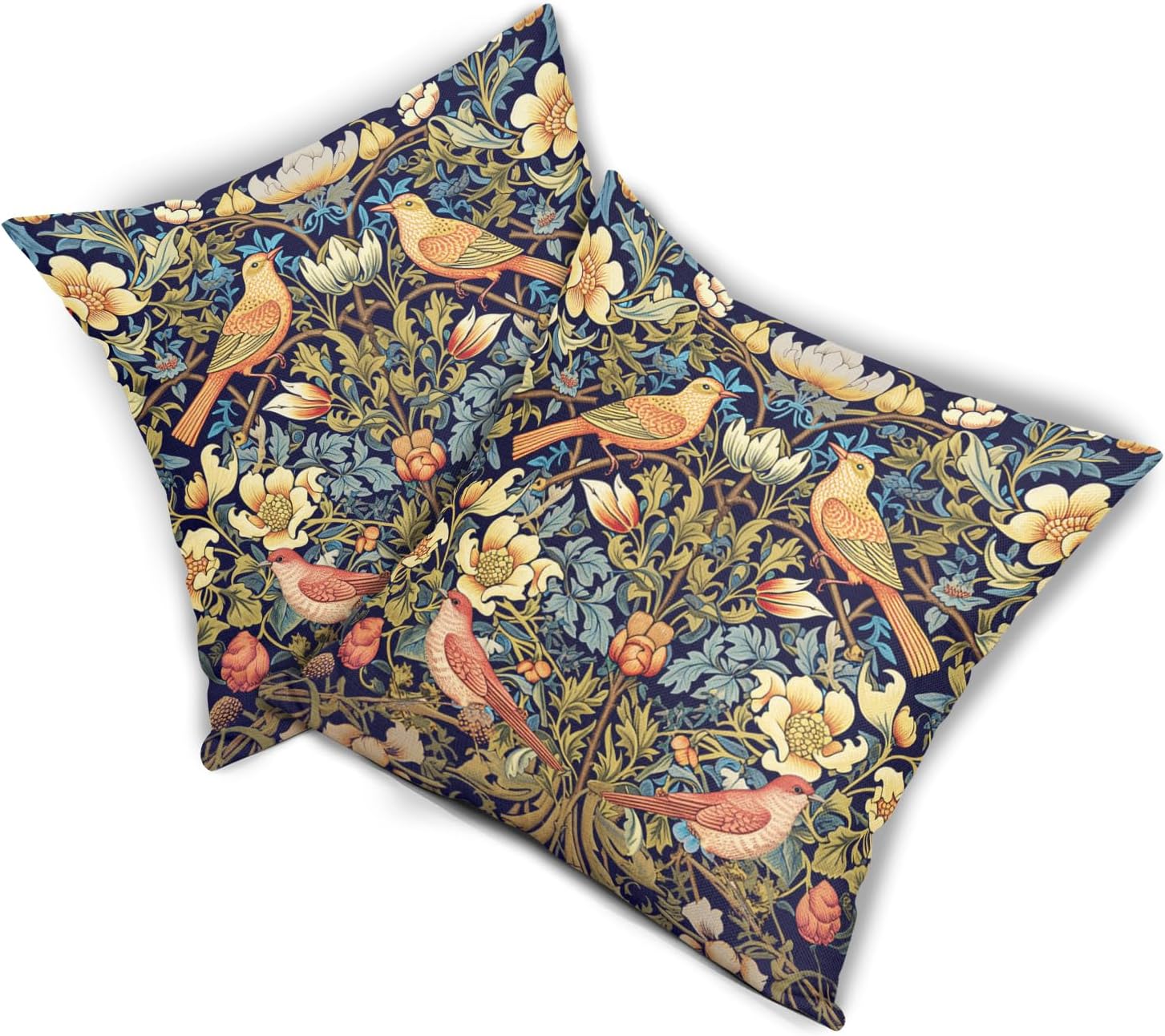 Juego de 2 fundas de almohada de 16 x 16 pulgadas de color verde chinoiserie, fundas de almohada cuadradas de lino y algodón para sofá, dormitorio,
