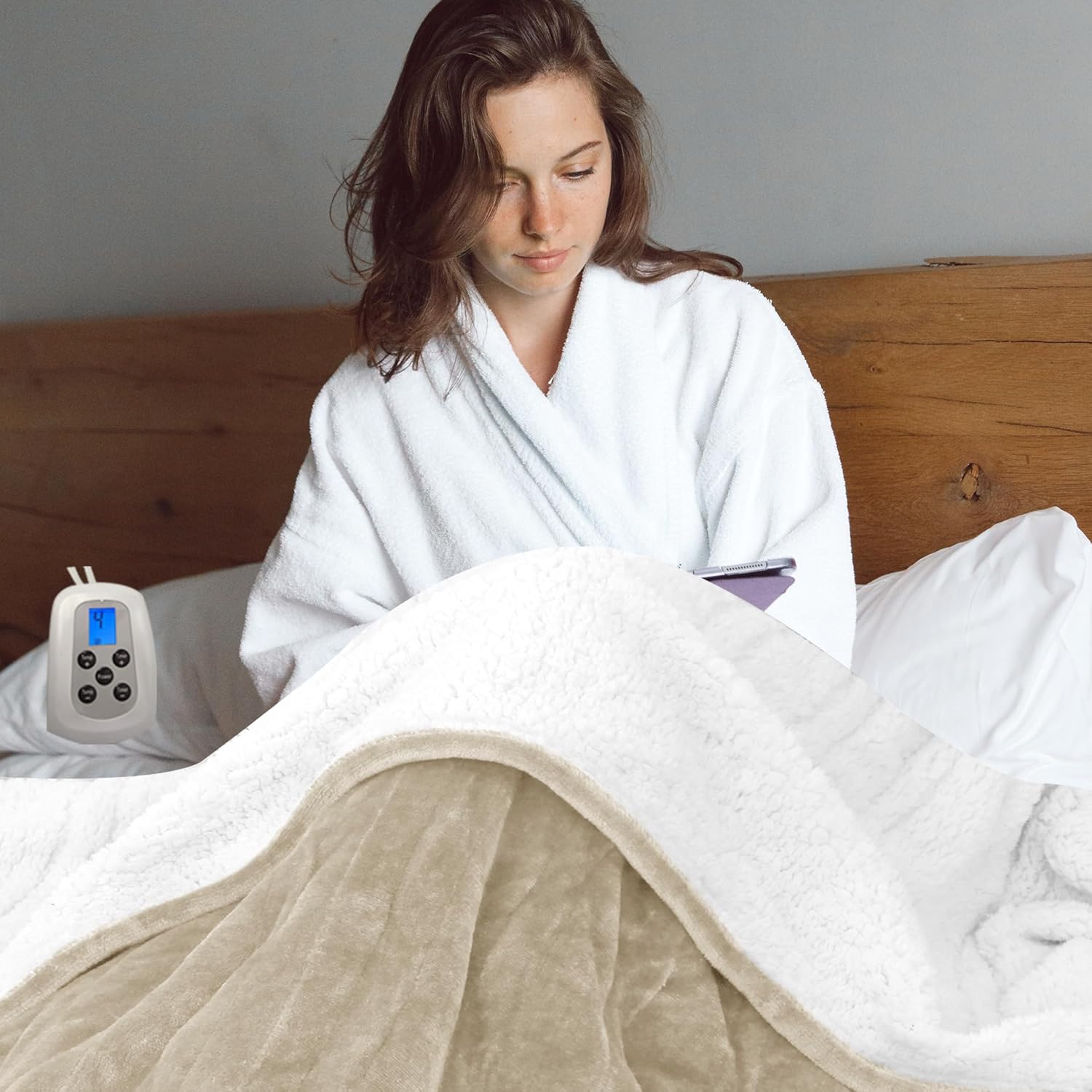Mantas eléctricas de tamaño individual para cama, 84 x 90 pulgadas, tela de felpa suave, múltiples ajustes de calor, seguridad de 10 horas de