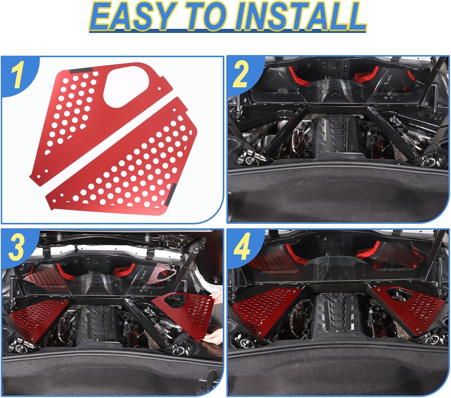 Cubierta de panel de bahía de motor compatible con Chevrolet Corvette C8 2020-2023, cubiertas traseras de aleación de aluminio para motor izquierda