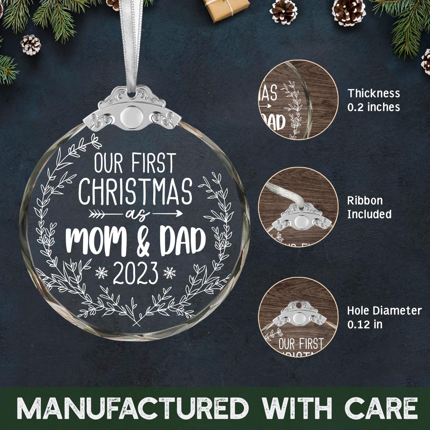Adornos de Navidad familiares  Adorno de primera Navidad como mamá y papá  Regalos para mamá y papá por primera vez 2023  Adorno de primera Navidad