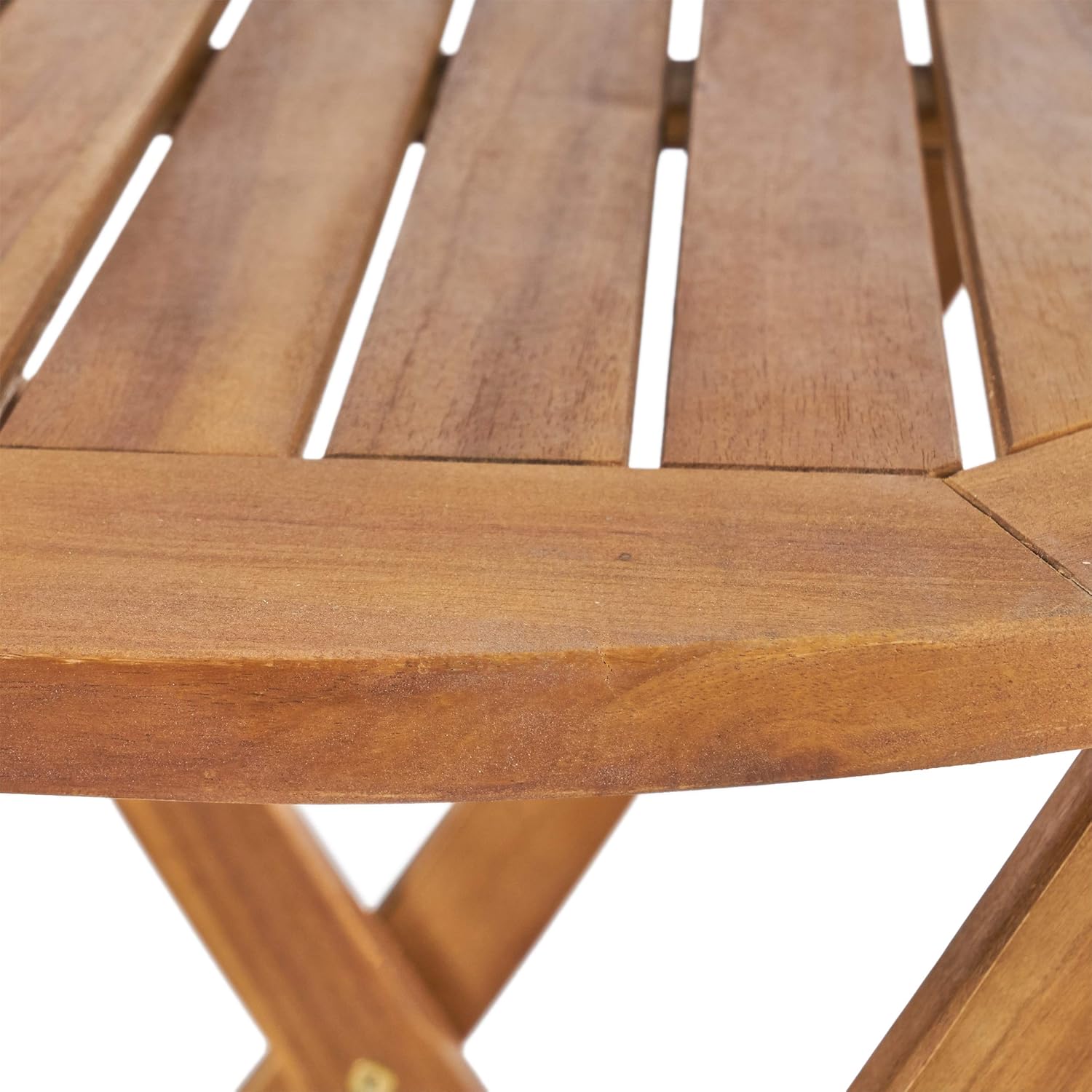 GDFStudio Juego de bistró plegable de mimbre de madera de acacia al aire libre con sillas y mesa, acabado de teca y marrón