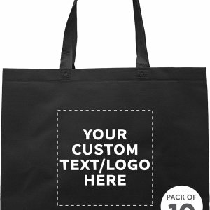 DISCOUNT PROMOS Juego de 10 bolsas de mano personalizadas de tamaño gigante, paquete a granel personalizado, bolsas de comestibles reutilizables, DISCOUNT PROMOS Juego de 10 bolsas de mano personalizadas de tamaño gigante, paquete a granel personalizado, bolsas de comestibles reutilizables,