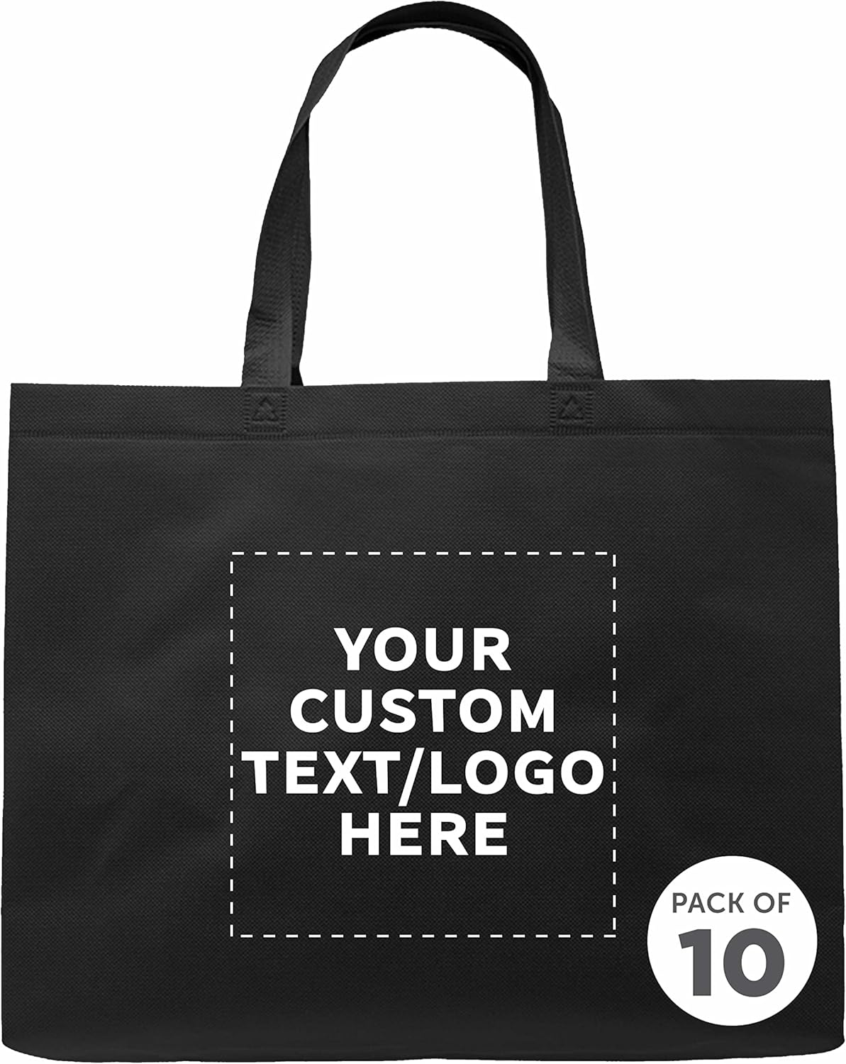 DISCOUNT PROMOS Juego de 10 bolsas de mano personalizadas de tamaño gigante, paquete a granel personalizado, bolsas de comestibles reutilizables,