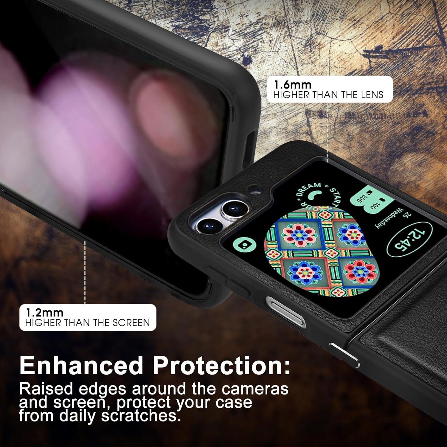 Belemay Funda para Samsung Galaxy Z Flip 5, piel auténtica+TPU suave, protección delgada, a prueba de golpes, delgada Samsung Z Flip5, compatible