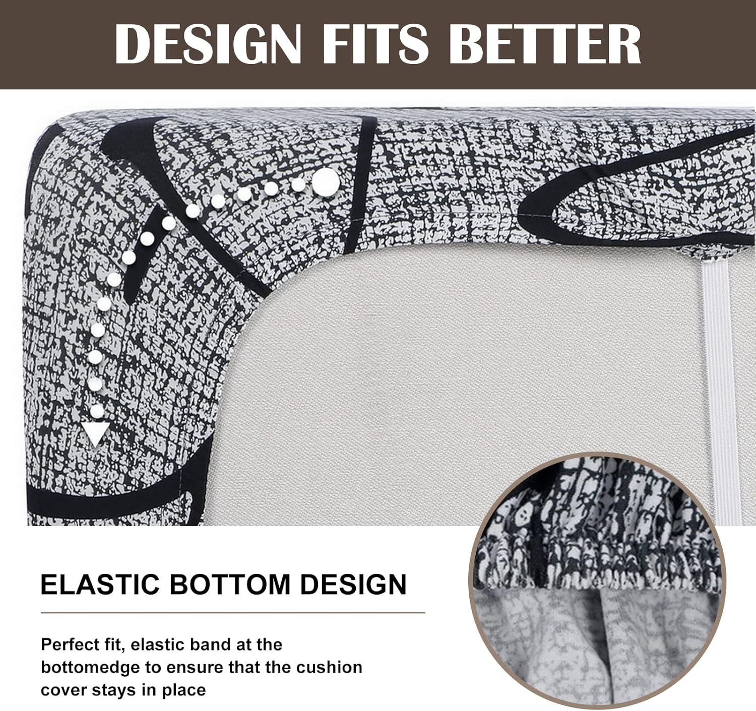 SearchI Fundas de cojín de repuesto estampadas para sofá, con patrón elástico, lavable, protector de muebles suave con parte inferior elástica (M, 2