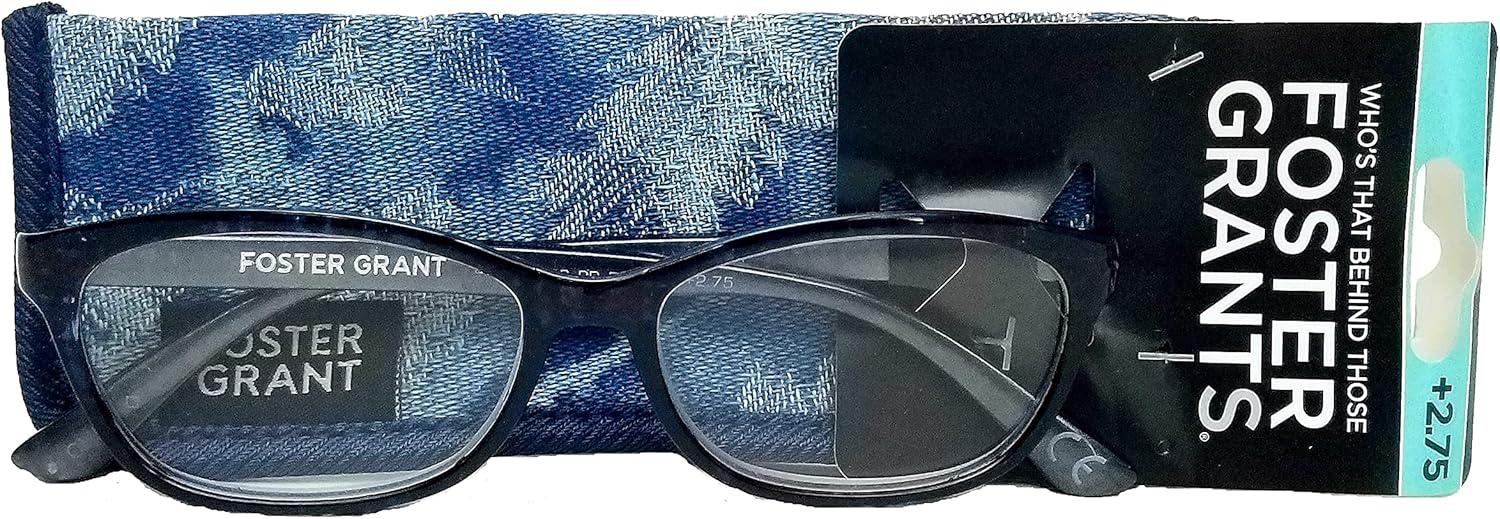 Foster Grant Gafas de lectura Kayleen blu para mujer con estuche +1.25