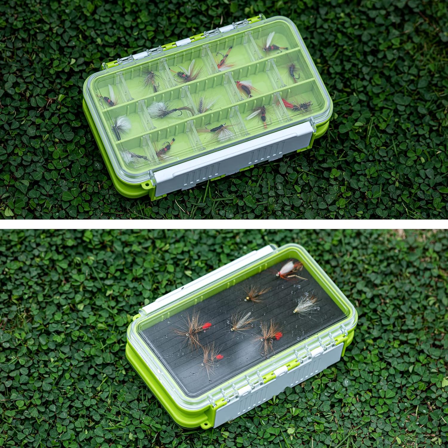 Goture Caja de pesca con mosca de doble cara impermeable para aparejos (EVA-6.89 x 4.33 x 1.65 pulgadas)