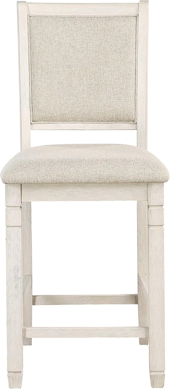 Lexicon Braun Silla de altura de mostrador (juego de 2), color blanco antiguo