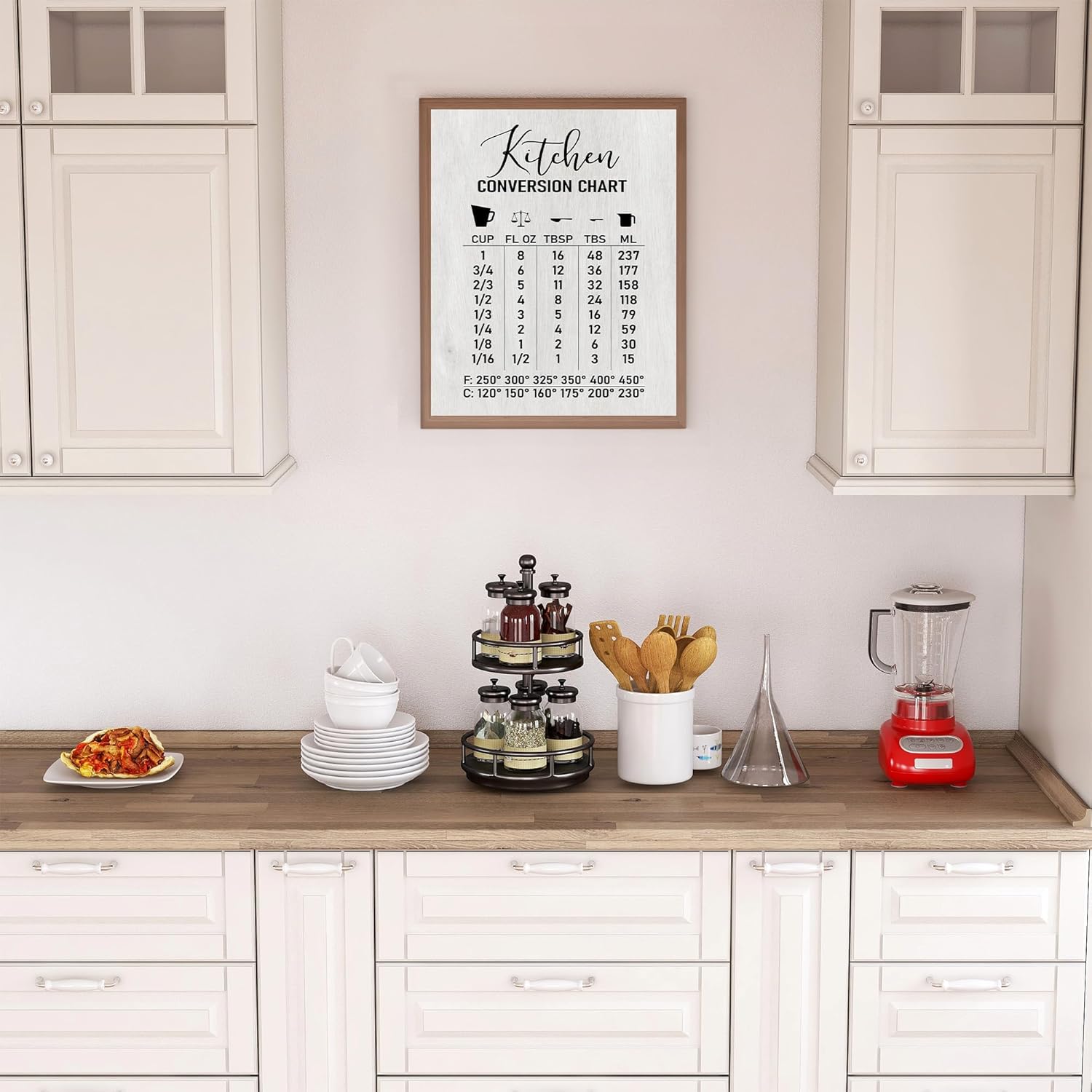 Kitchen Conversion Chart- Rustic Cooking Measurements Wall Art Sign, Farmhouse Baking Wall Art Print, Perfect For Home Decor, Kitchen Decor & Dining