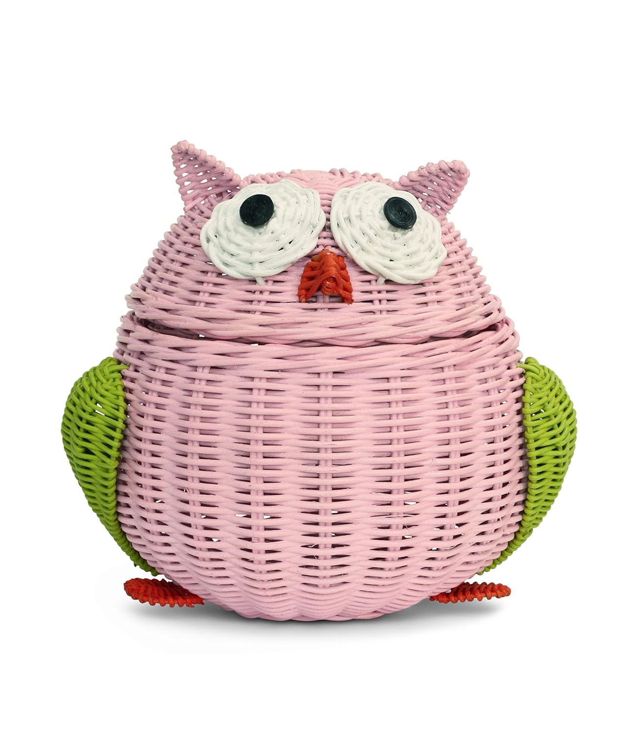 G6 COLLECTION Cesta de almacenamiento de ratán con tapa, papelera decorativa para decoración del hogar, organizador de estantes tejido a mano, lindo