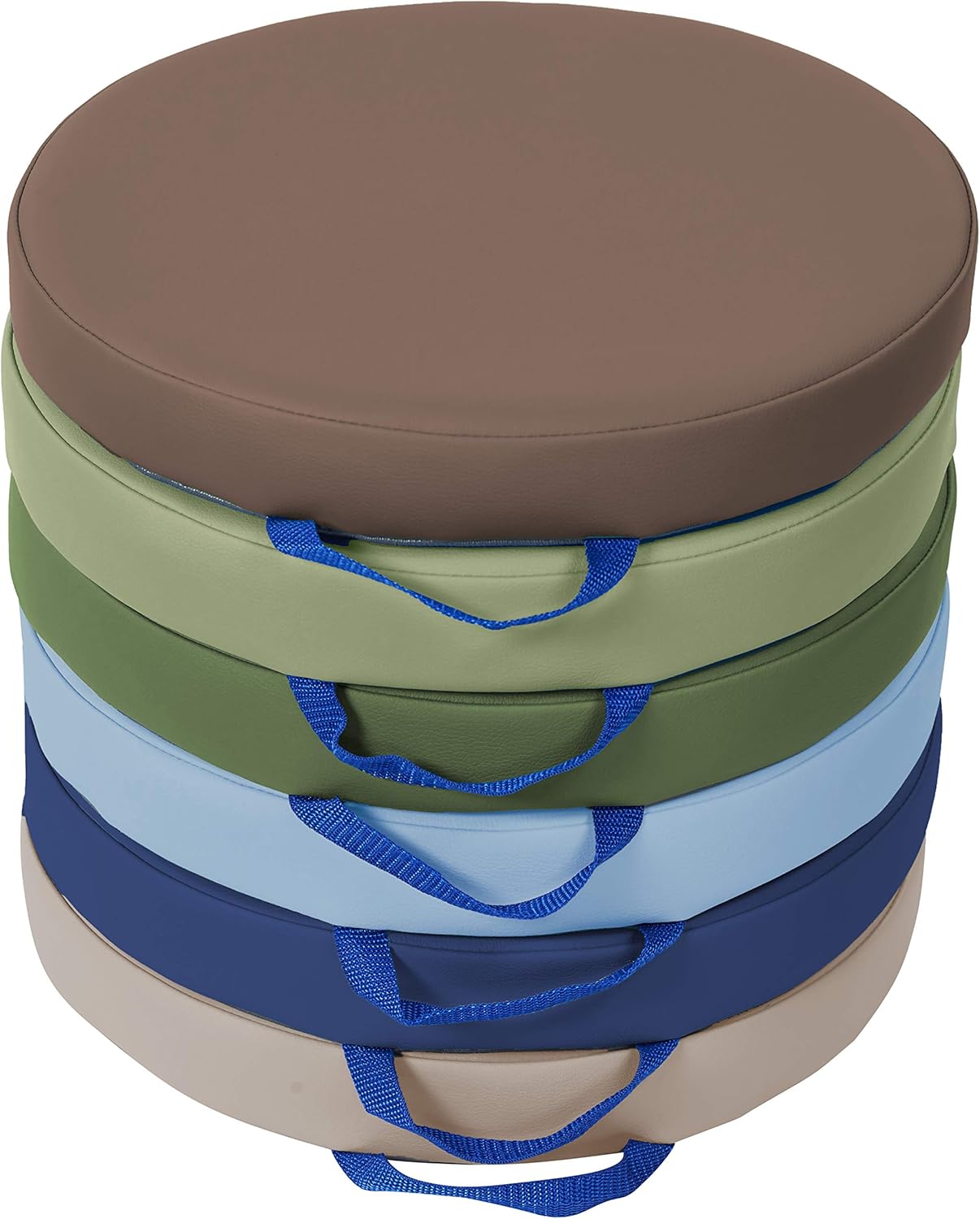 SoftScape – Cojines de piso redondos de 15 pulgadas con asas asientos flexibles para la educación a distancia en el hogar, guardería, preescolar,