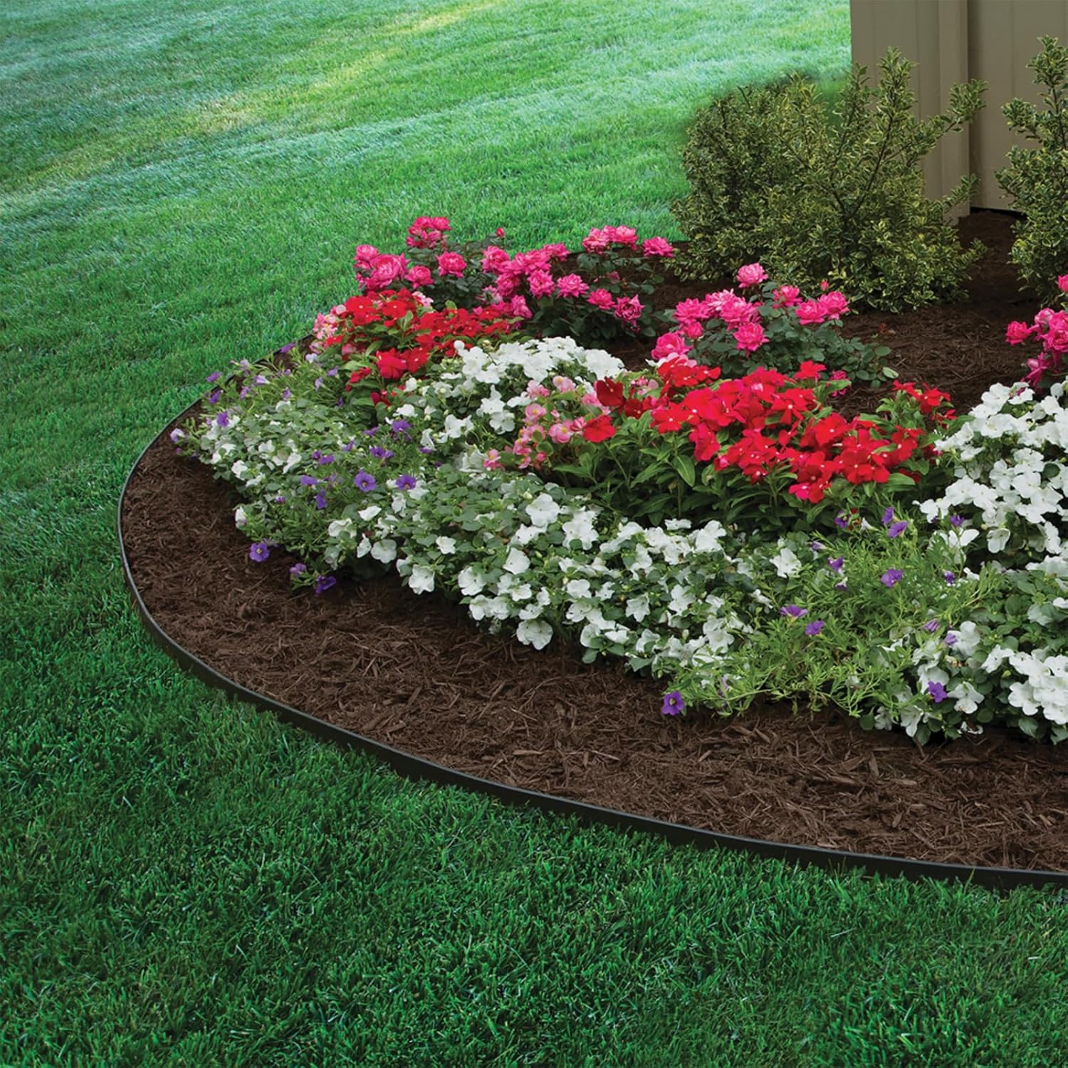 EasyFlex No-Dig Landsacape ribete con picos de anclaje, borde de jardín de plástico recto alto de 1.3 pulgadas, kit de 160 pies, color negro