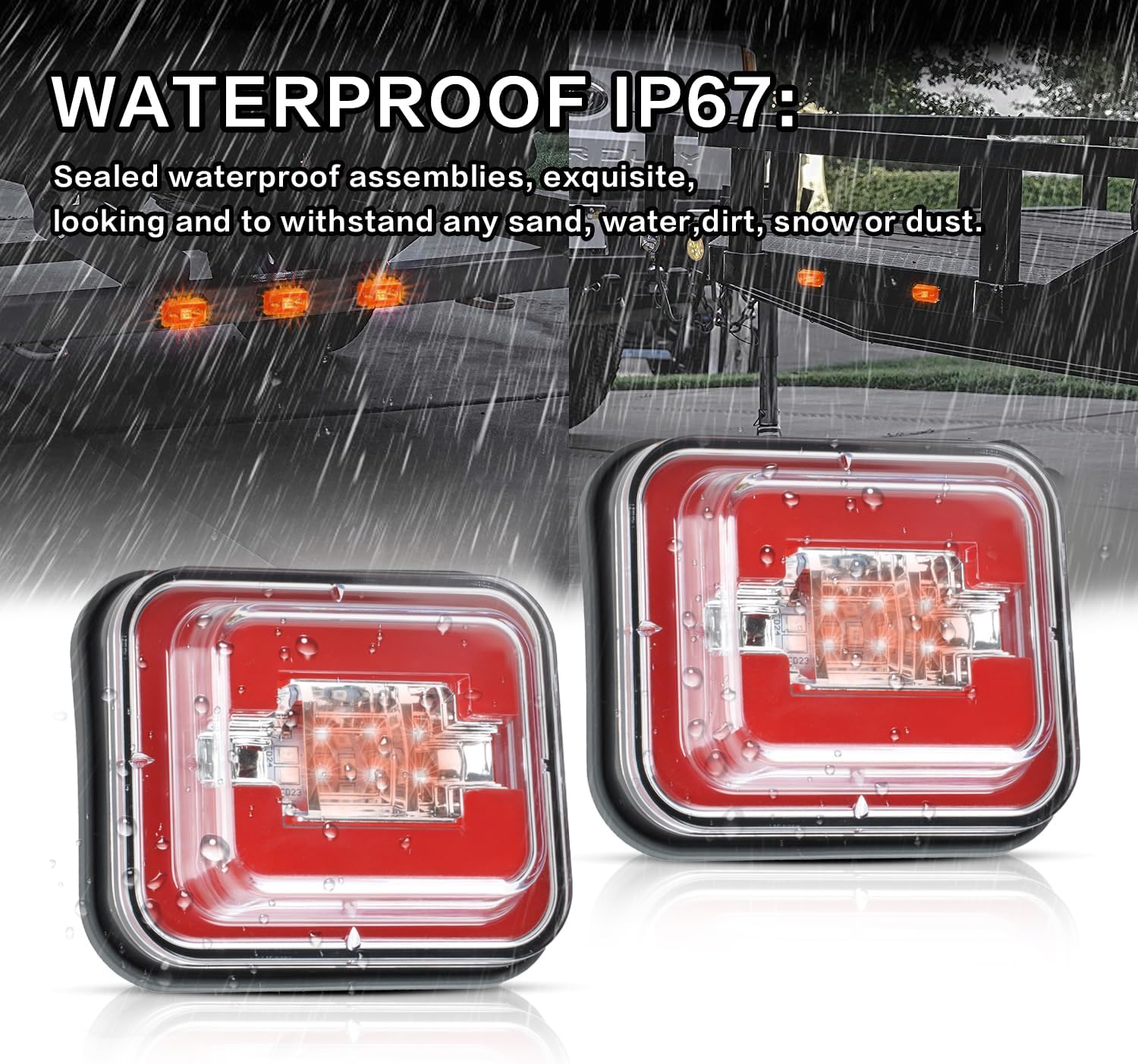 Luces LED para remolques de camión, 2 piezas, 2835 luces LED de freno de giro, estacionamiento, señal estroboscópica inversa, parte delantera,